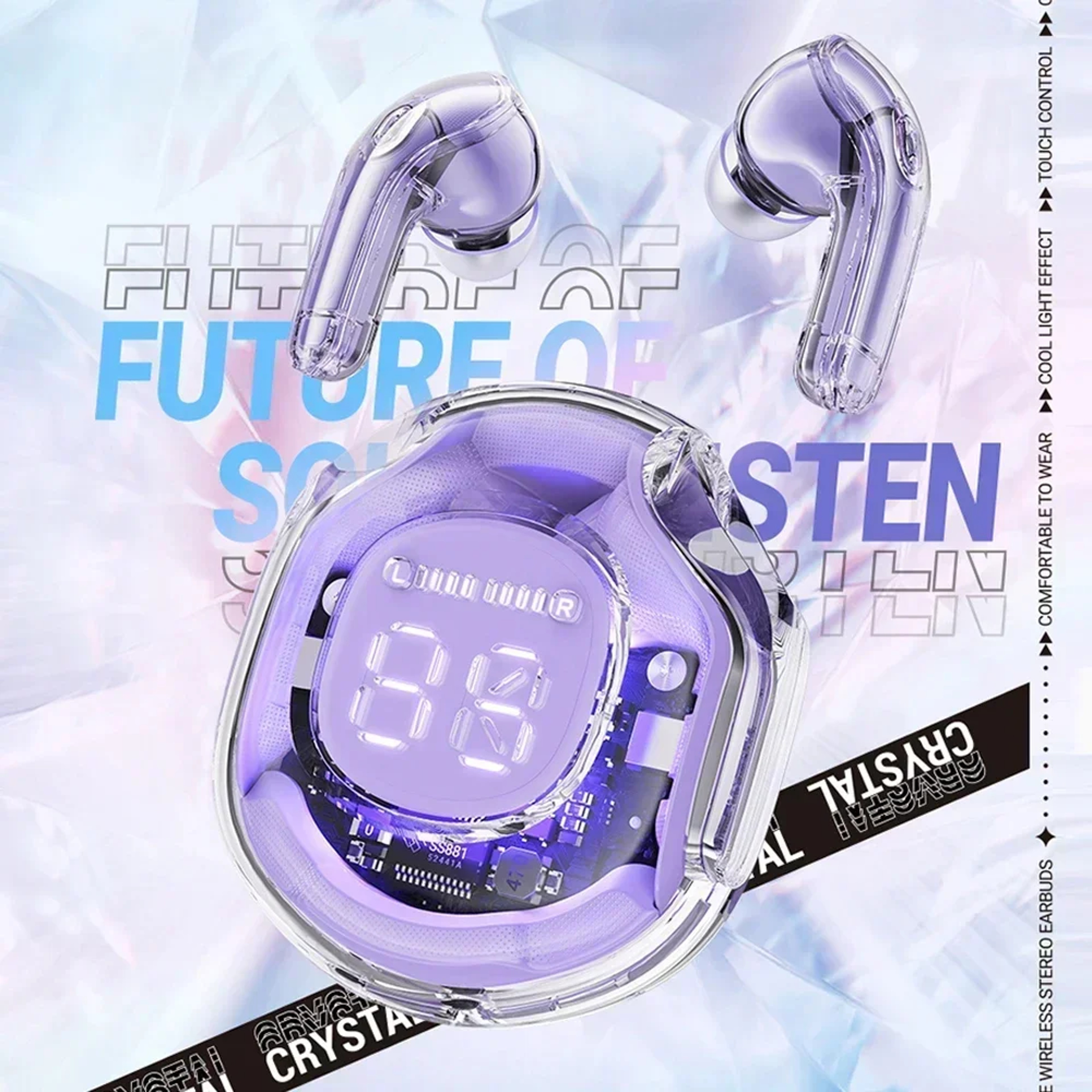Wireless Transparent TWS Earbuds With LED Power Display & ENC Noise Cancellation Premium Bluetooth Stereo Earphones – view 2