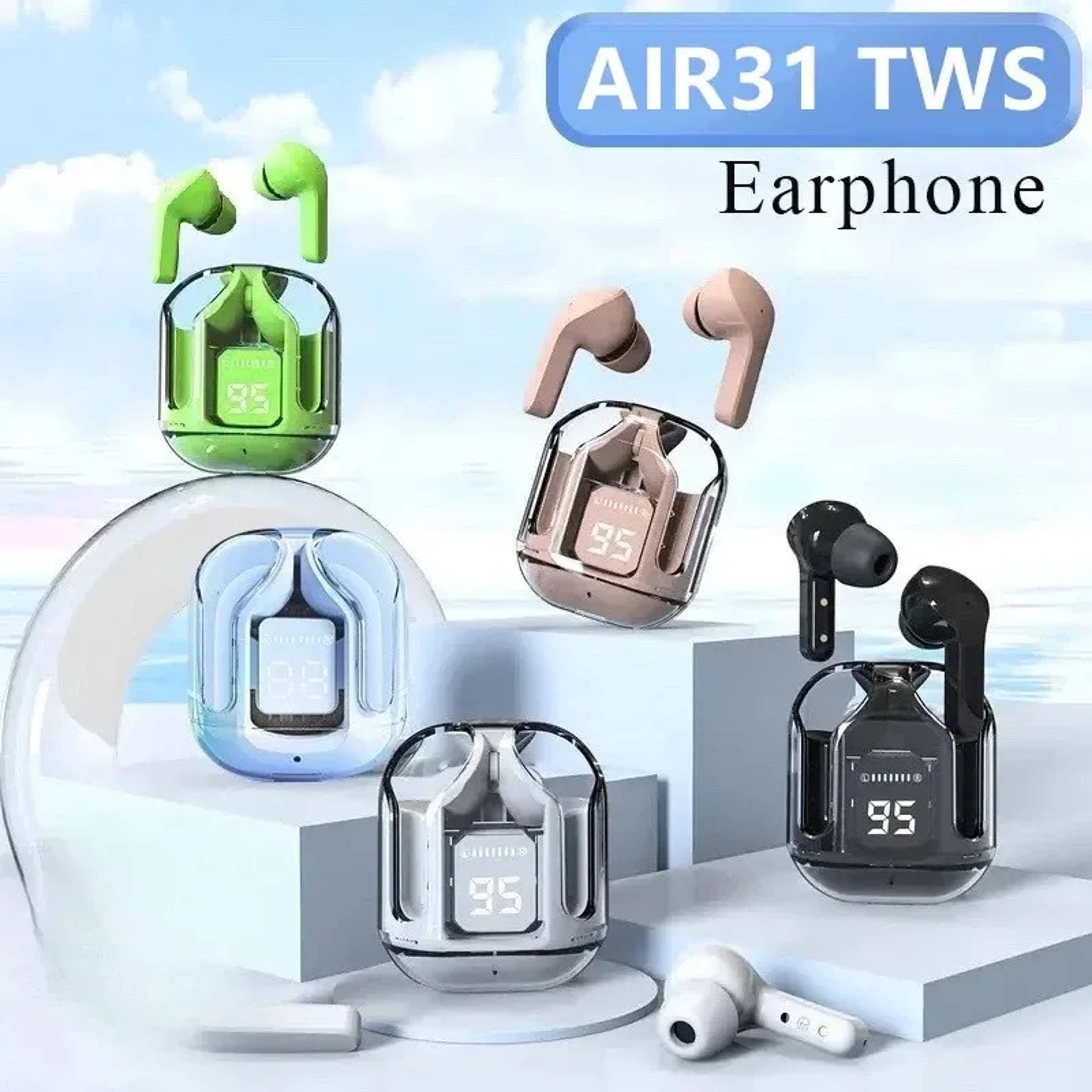 Crystal Clear HIFI Wireless Bluetooth Earbuds with LED Power Display & Long Battery Life – view 1