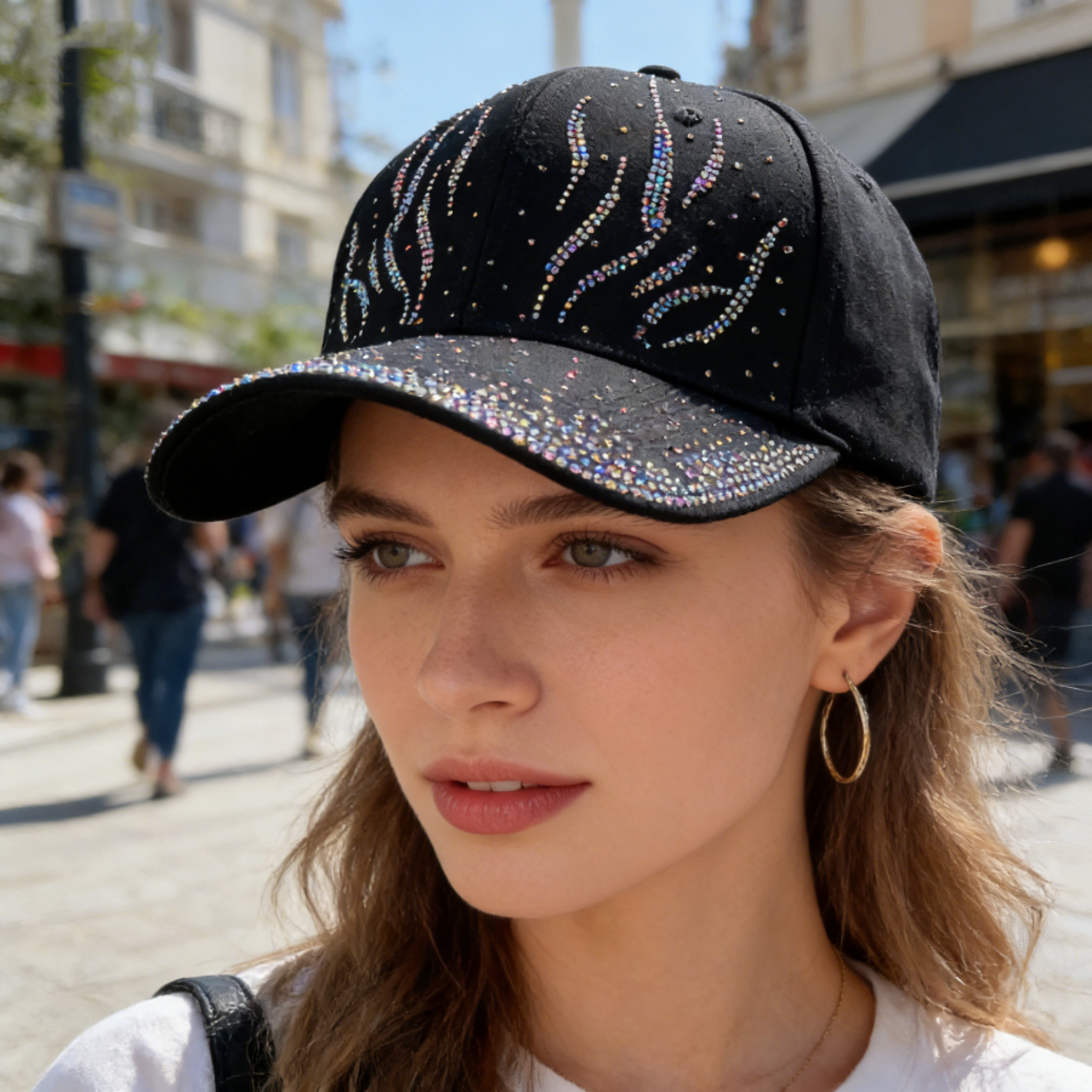Luxury Rhinestone Baseball Cap Breathable Bling Sun Hat With Adjustable Fit For Fashion  Everyday W 3