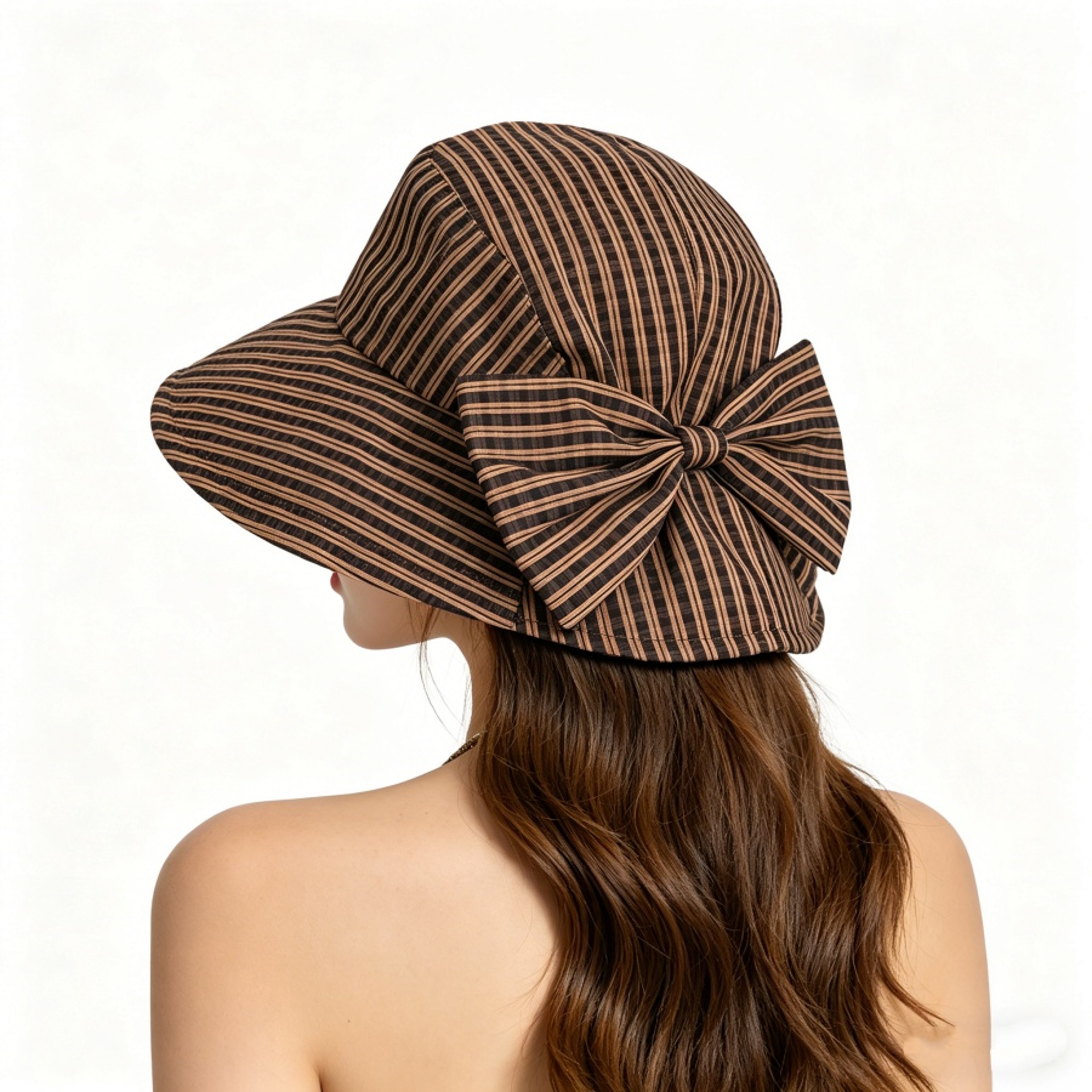 Retro Plaid Foldable Wide Brim Sun Hat With Bow Stylish UV Protection 3