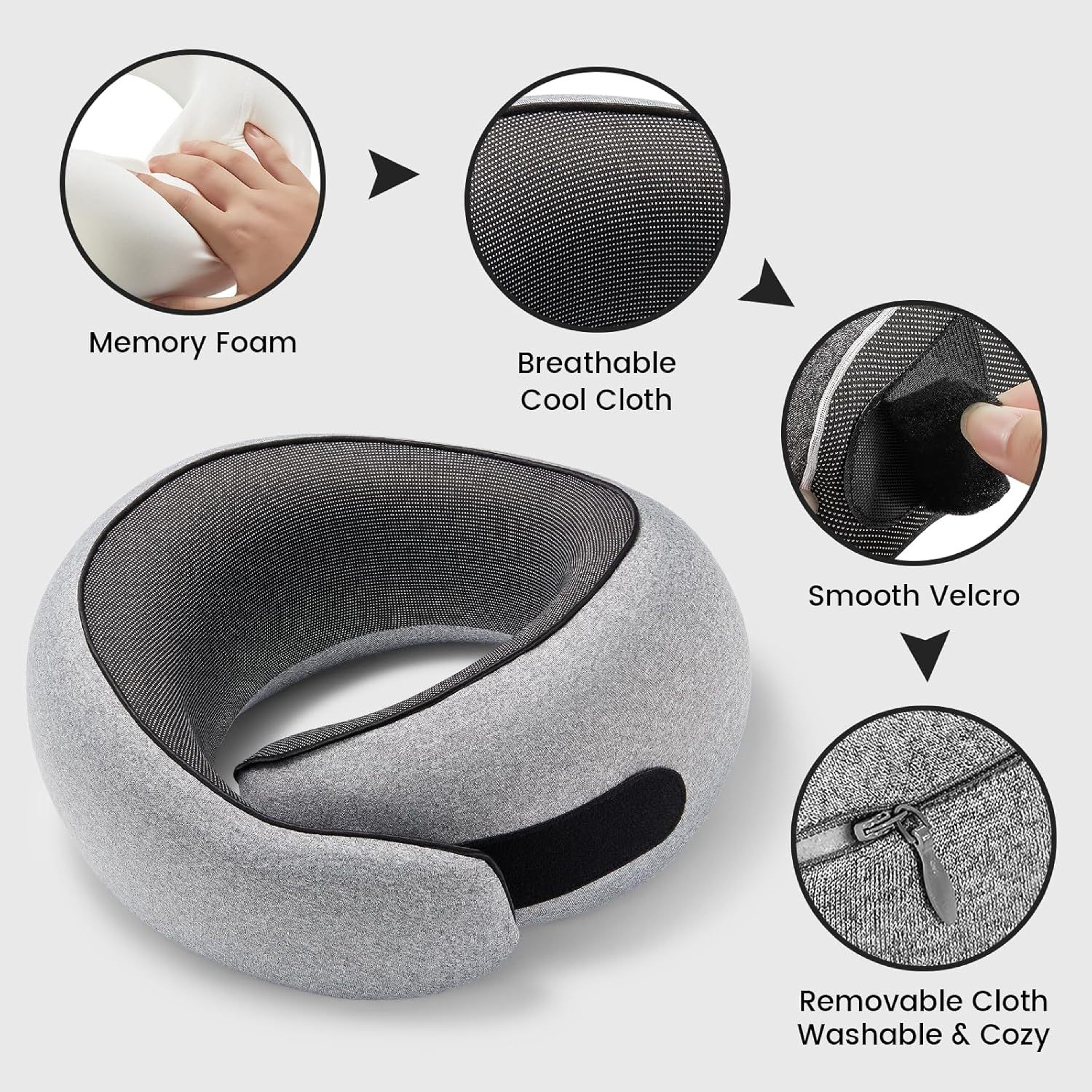 Premium U Shaped Memory Foam Travel Neck Pillow for Comfortable Sleep – view 3