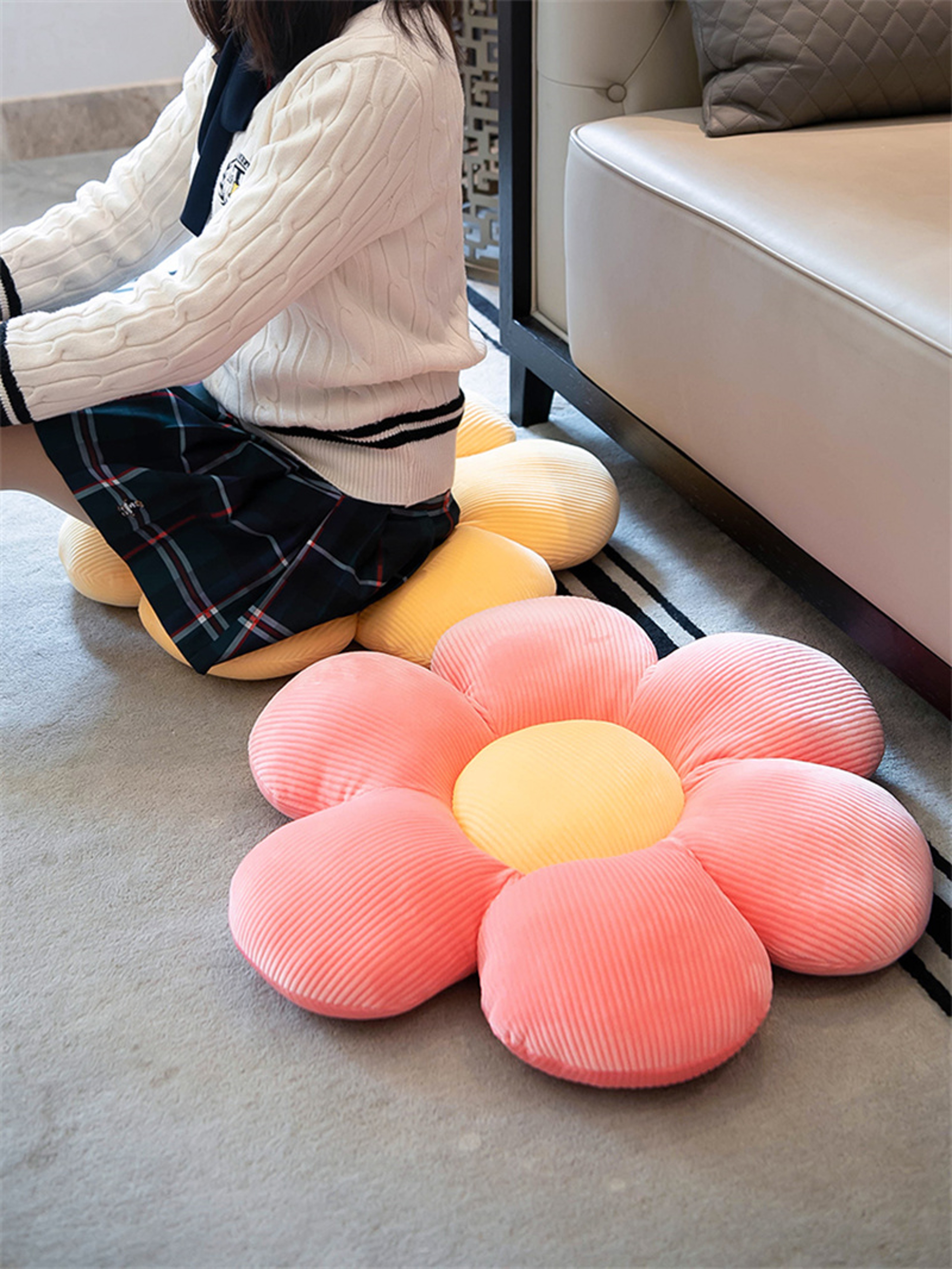 Plush Six Petal Flower Cushion For Kids Bedroom  Bay Window Seating 4