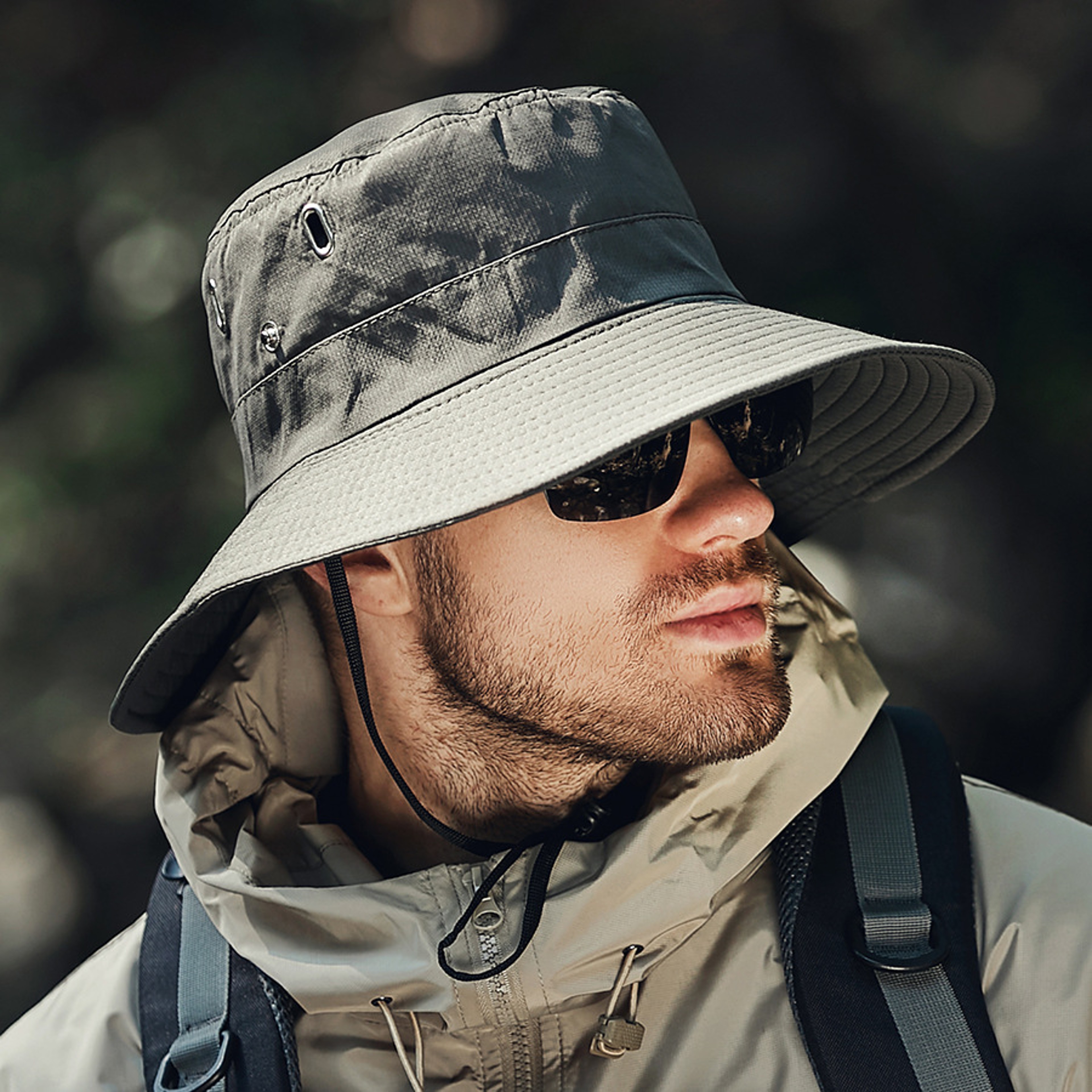 Mens Wide Brim Sun Hat Outdoor Fishing  Sun Protection Bucket Hat 1