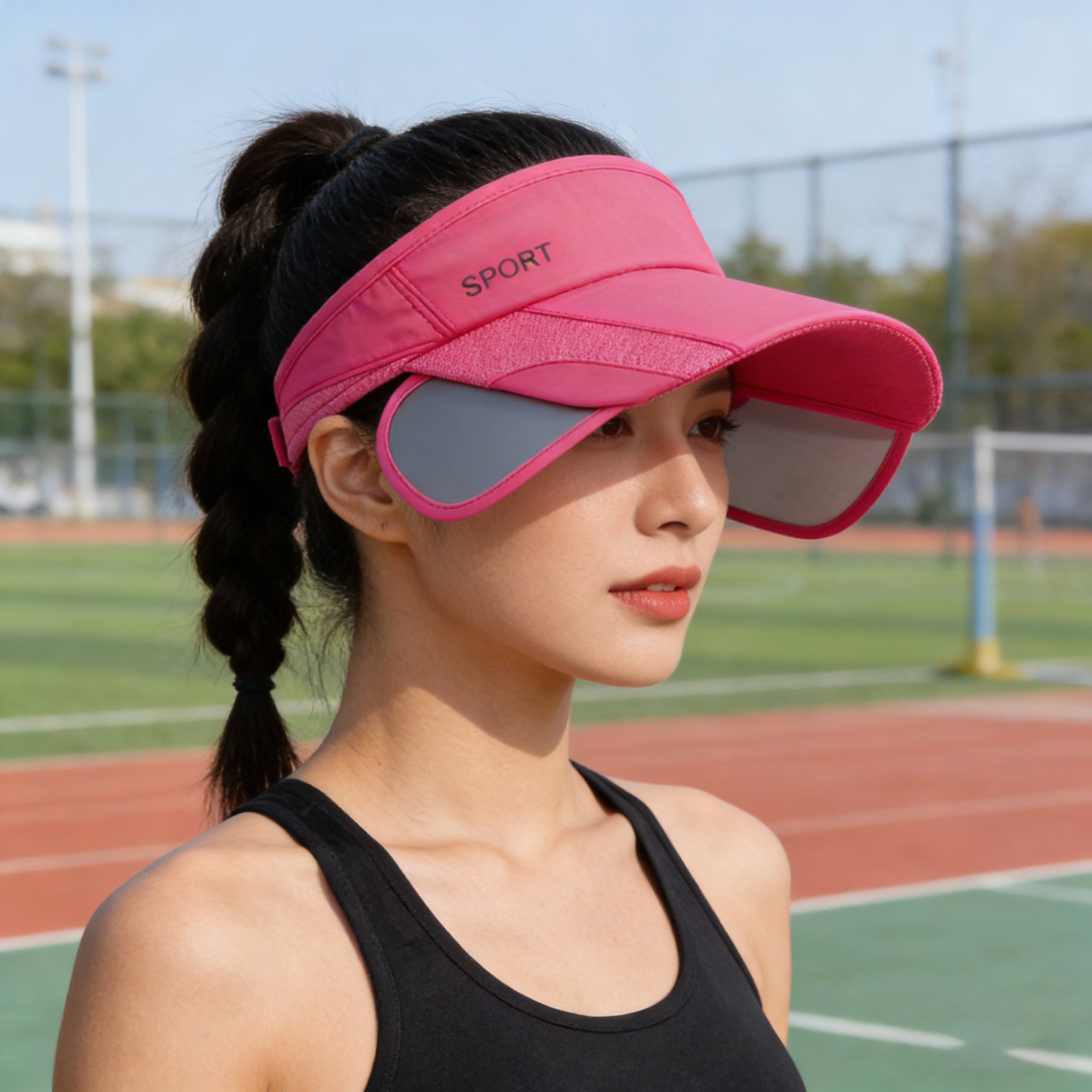 Womens Adjustable Sun Visor Hat With Retractable Brim For Sun Protection 0