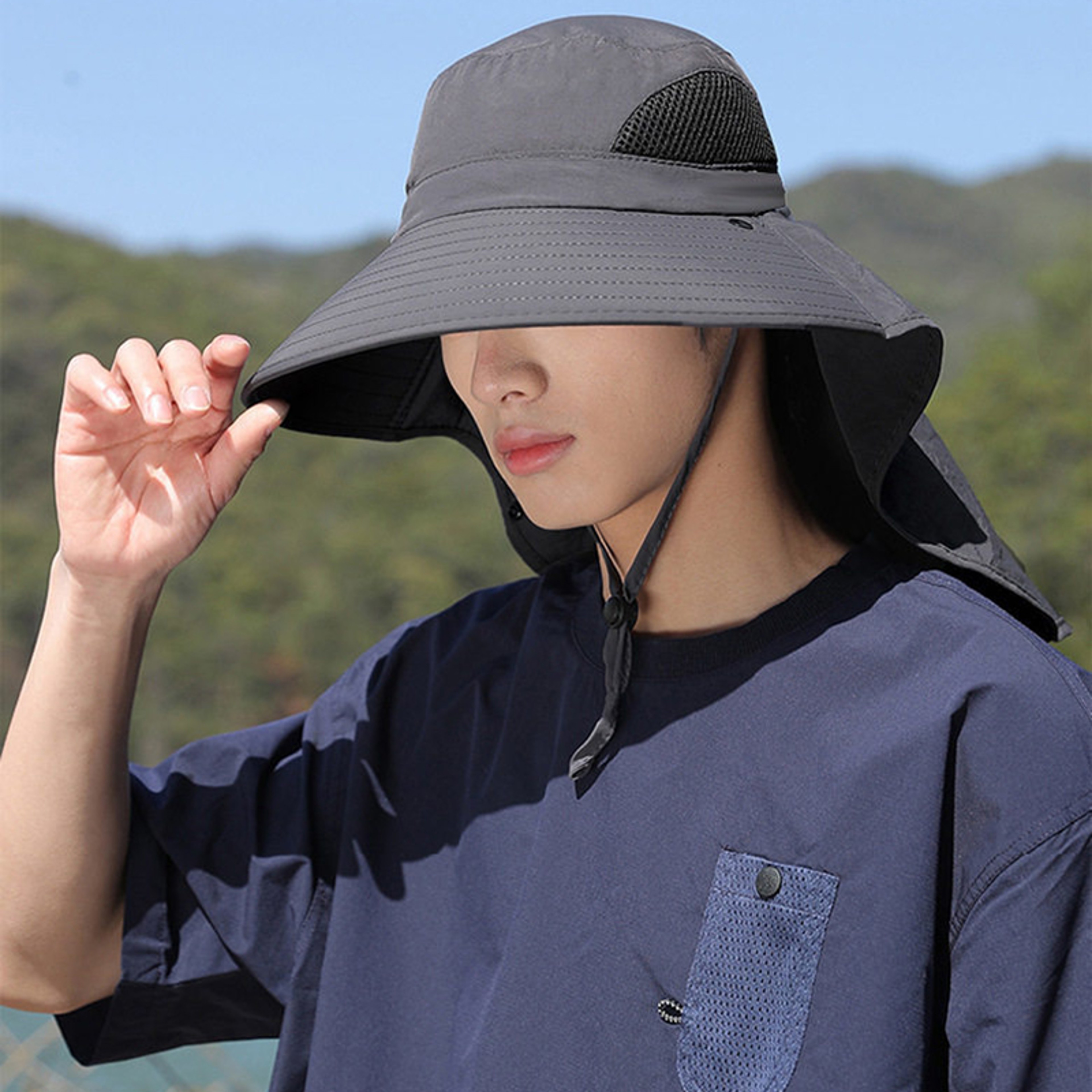 Ultimate Summer UV Sun Hat with Neck Flap Breathable Wide Brim Bucket Hat – view 6