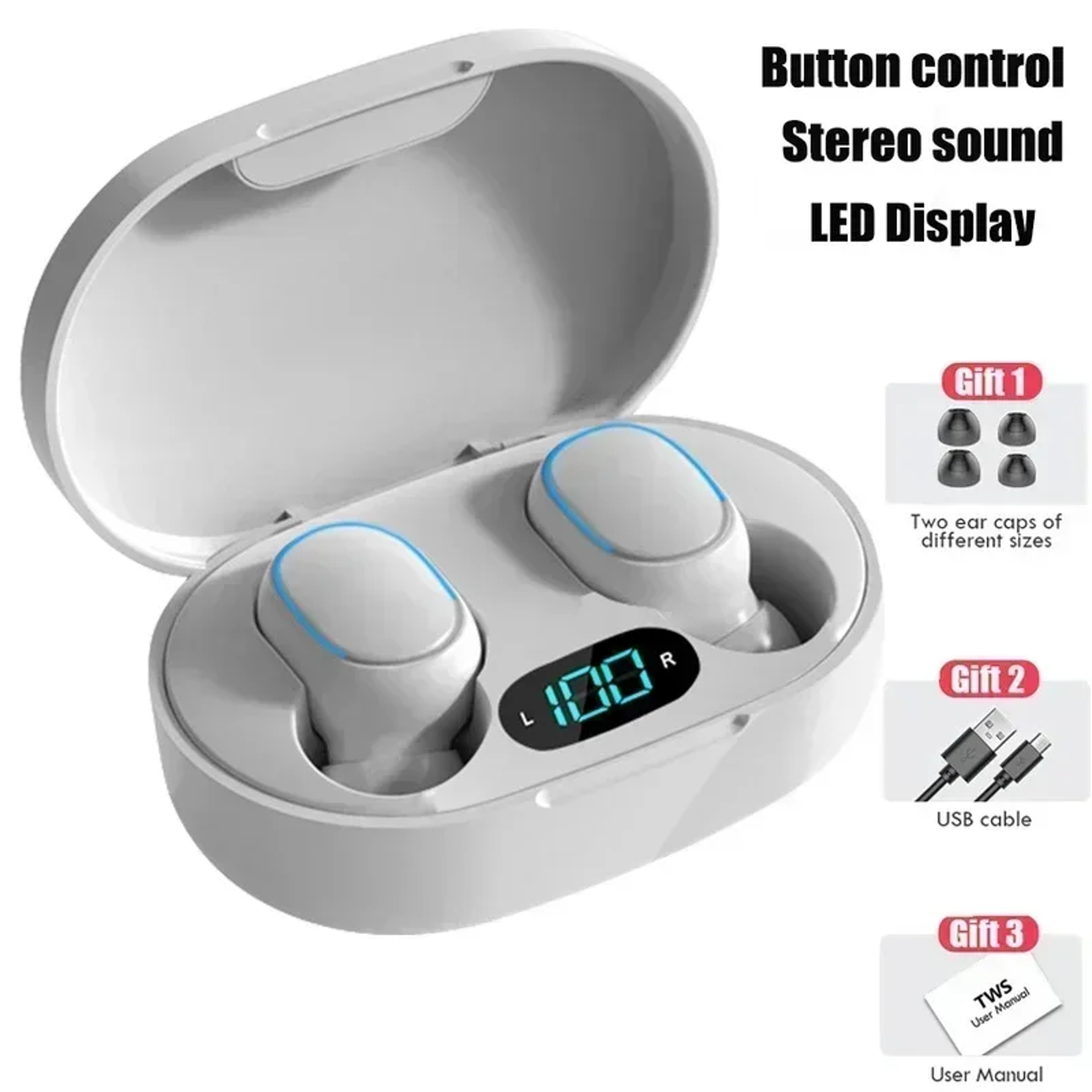 Premium Wireless Bluetooth Earbuds with LED Display & Mic TWS Headphones – view 10