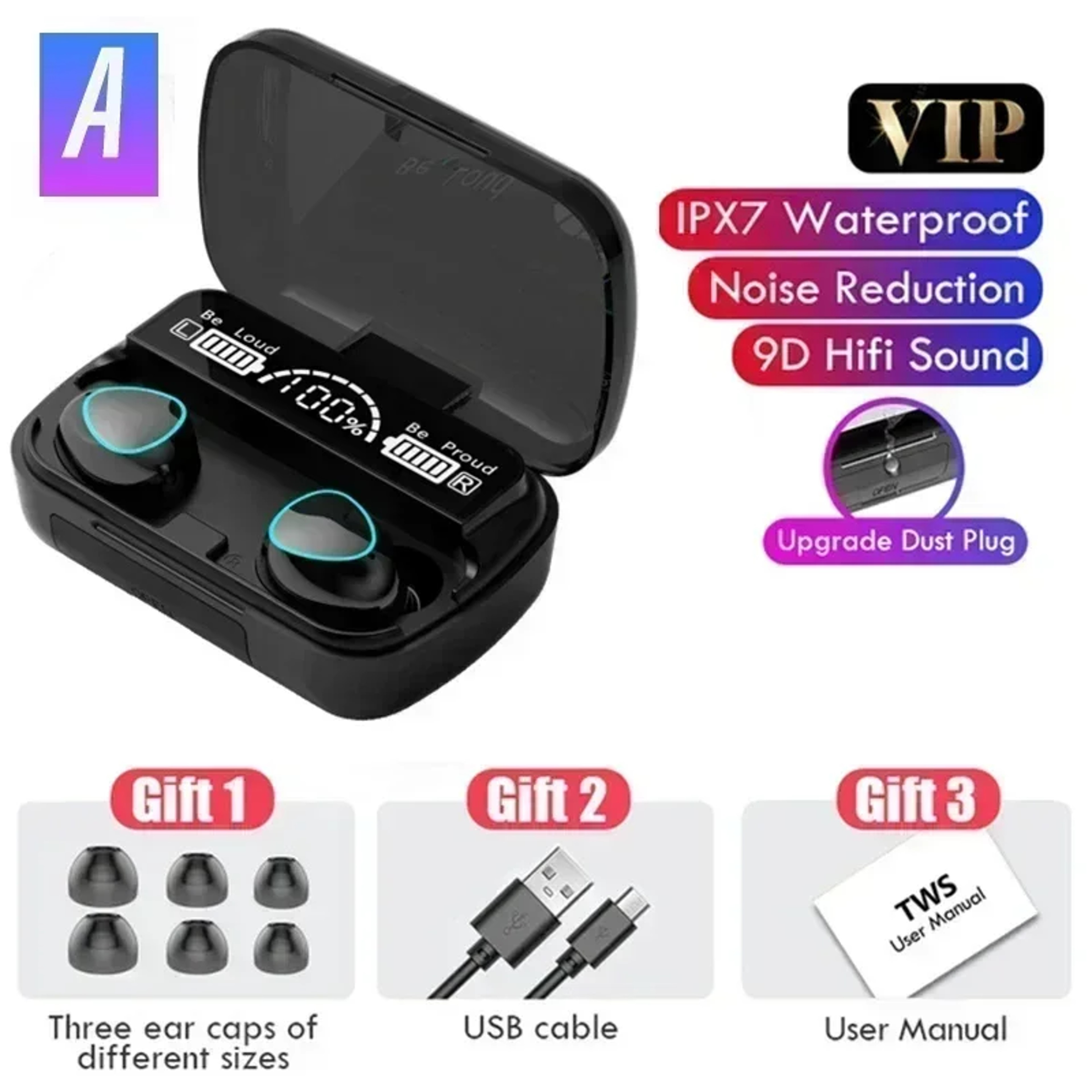 Wireless Bluetooth Headset HiFi Stereo Waterproof Earbuds – view 7