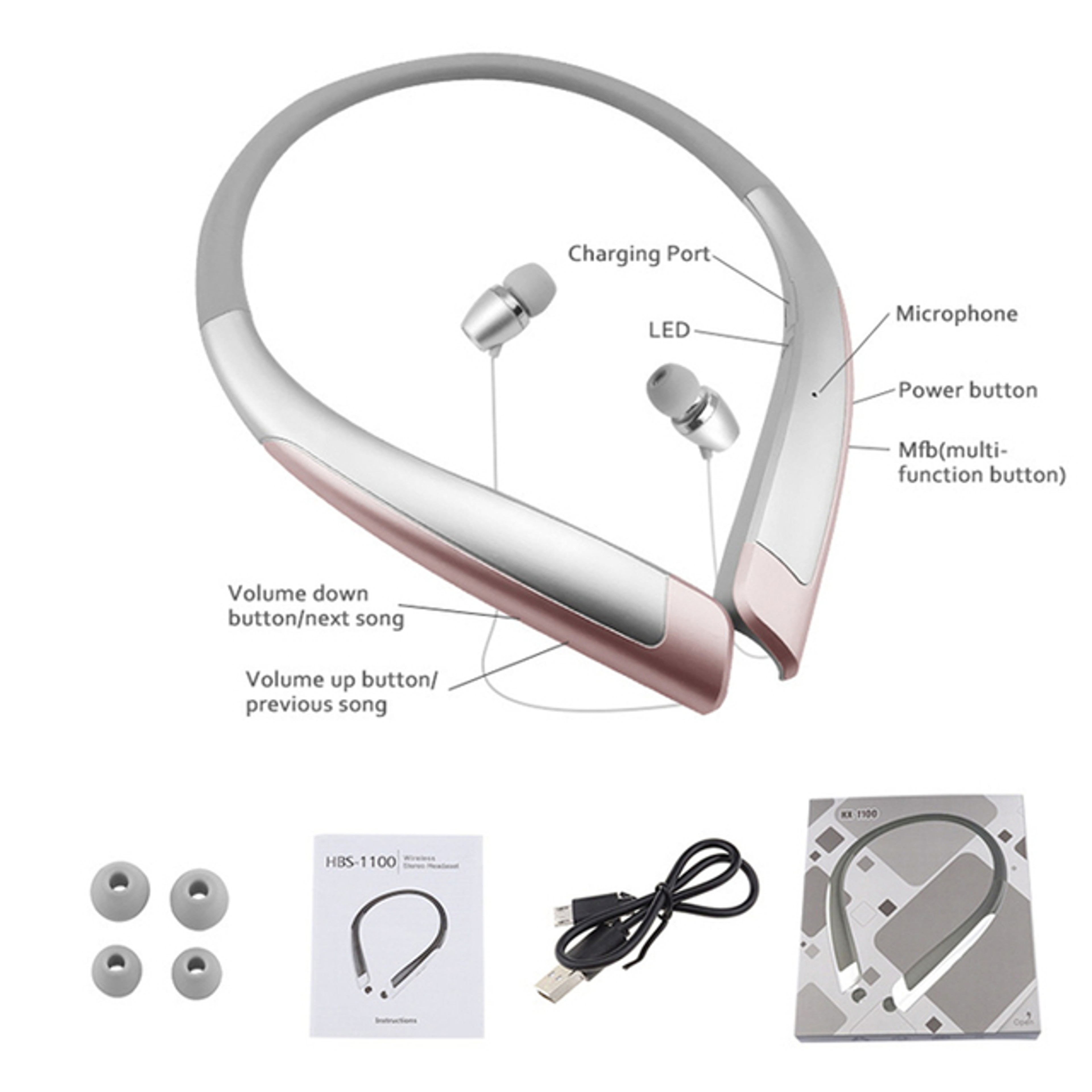 Comfort Fit Wireless Neckband Headphones with Stereo Sound and Hands Free Calling – view 7
