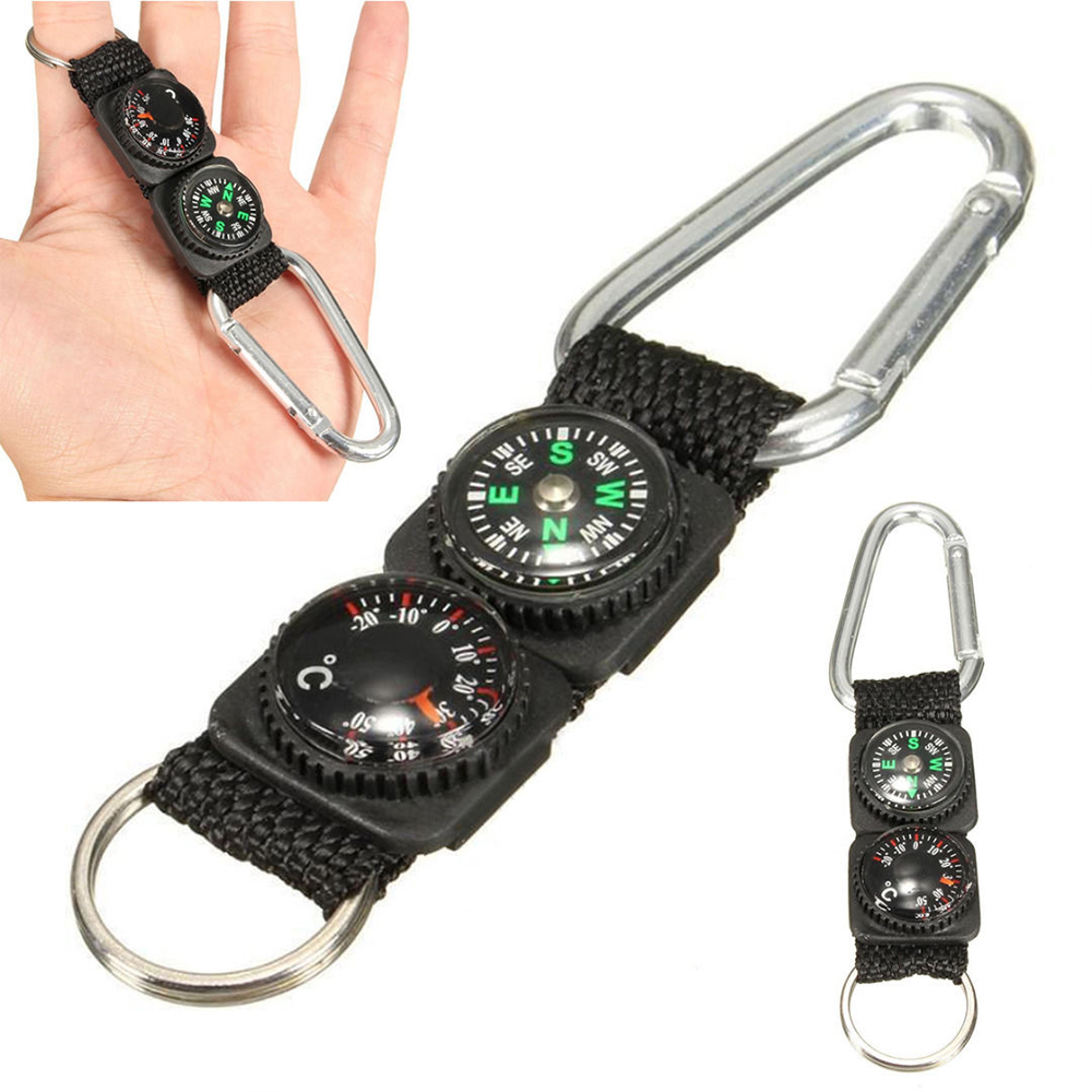 Outdoor Carabiner Keychain with Compass & Thermometer – view 1