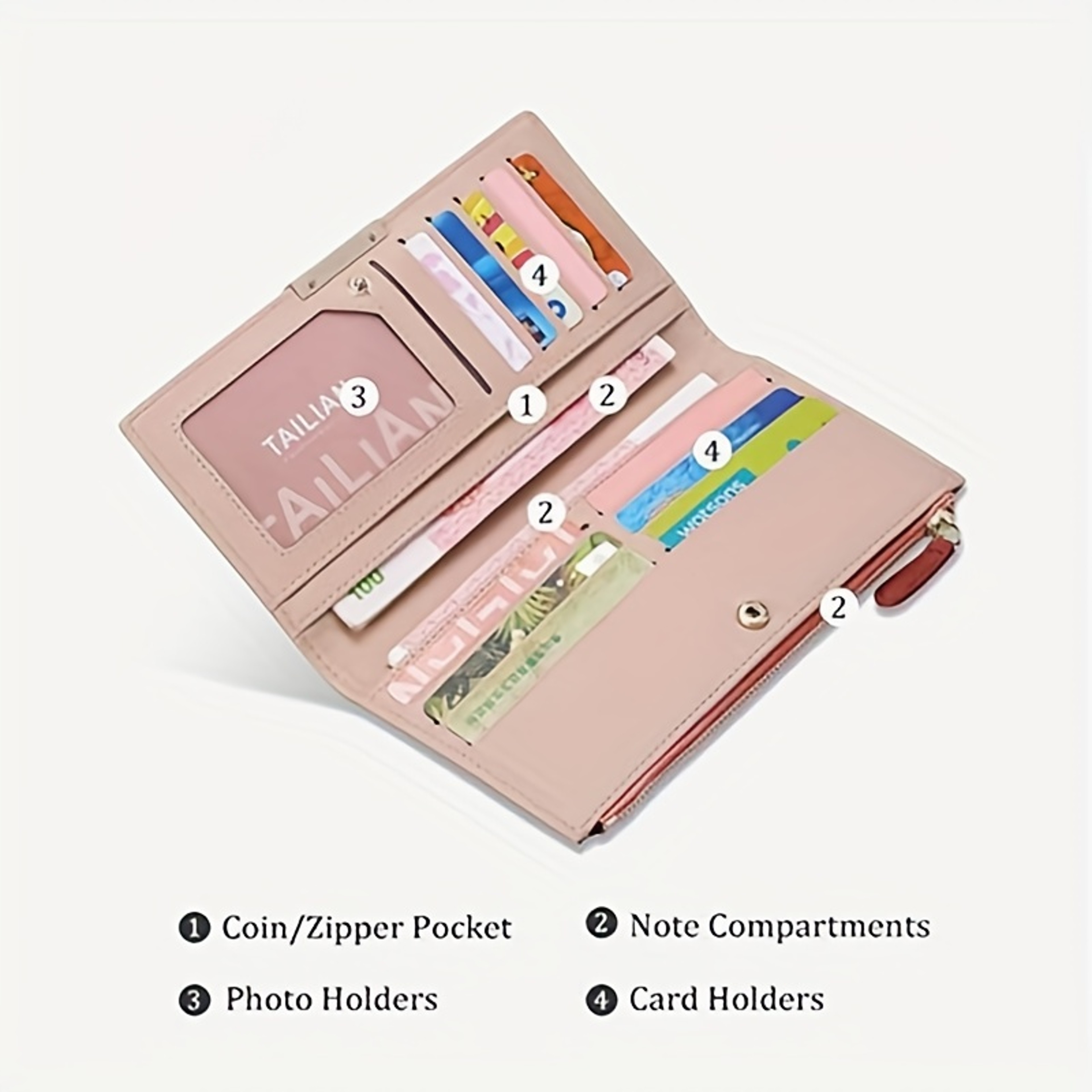 Slim RFID Wallet For Women Travel Long Bifold Clutch Purse  Credit Card Holder 4