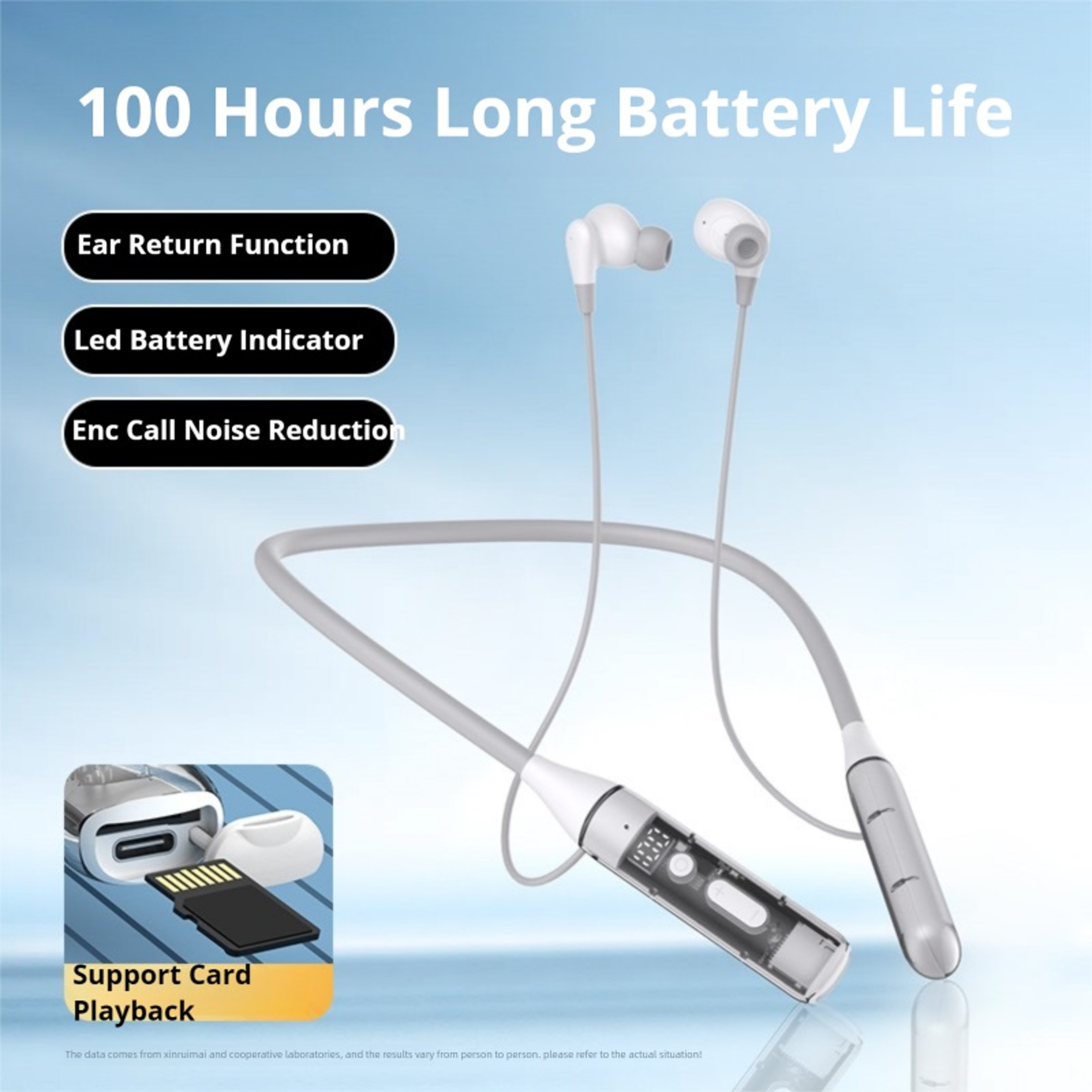 Playback Wireless Bluetooth Headphones with HD Call & Noise Reduction Neckband – view 6
