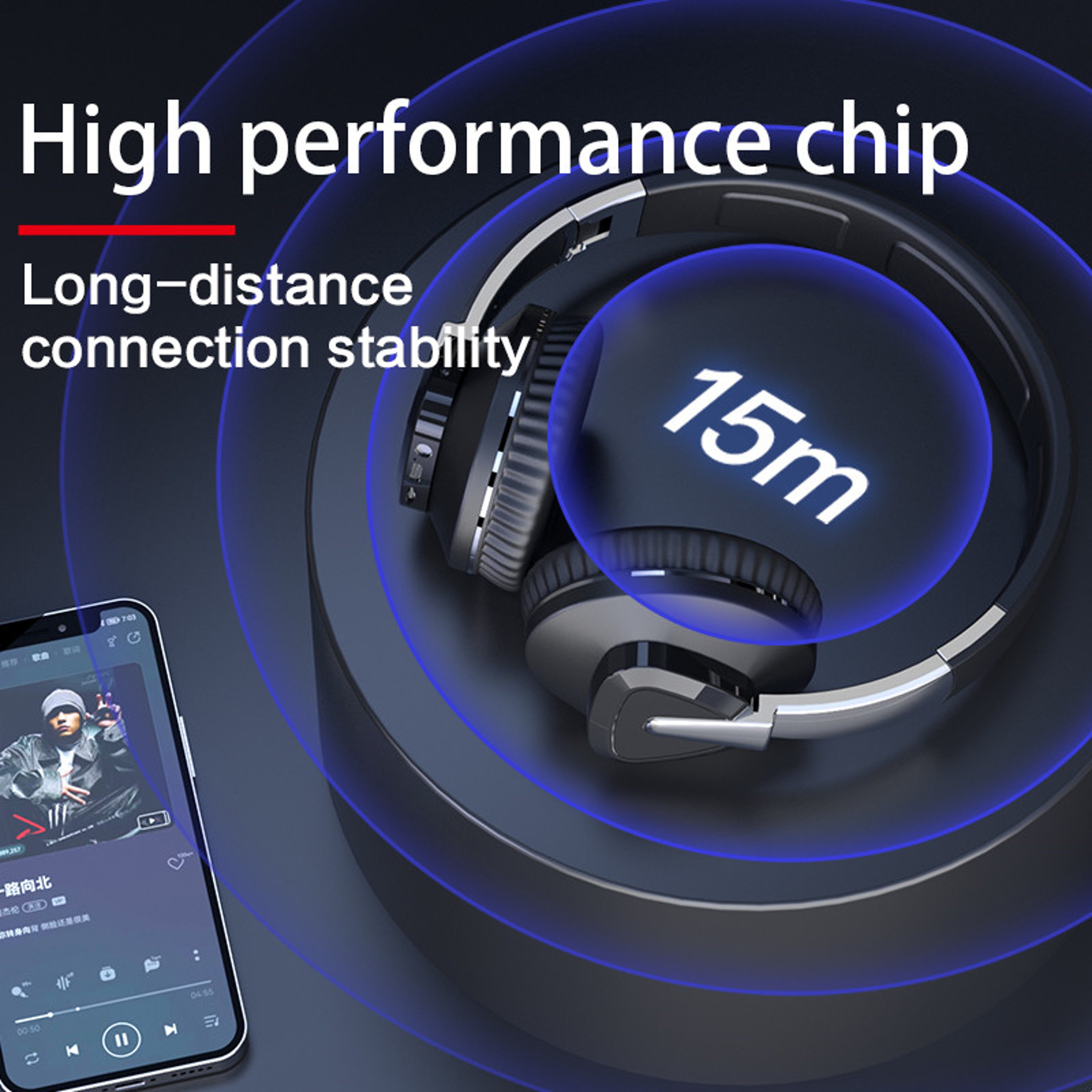 Foldable Bluetooth Headphones Wireless HiFi Stereo Sound Headset With Mic 4