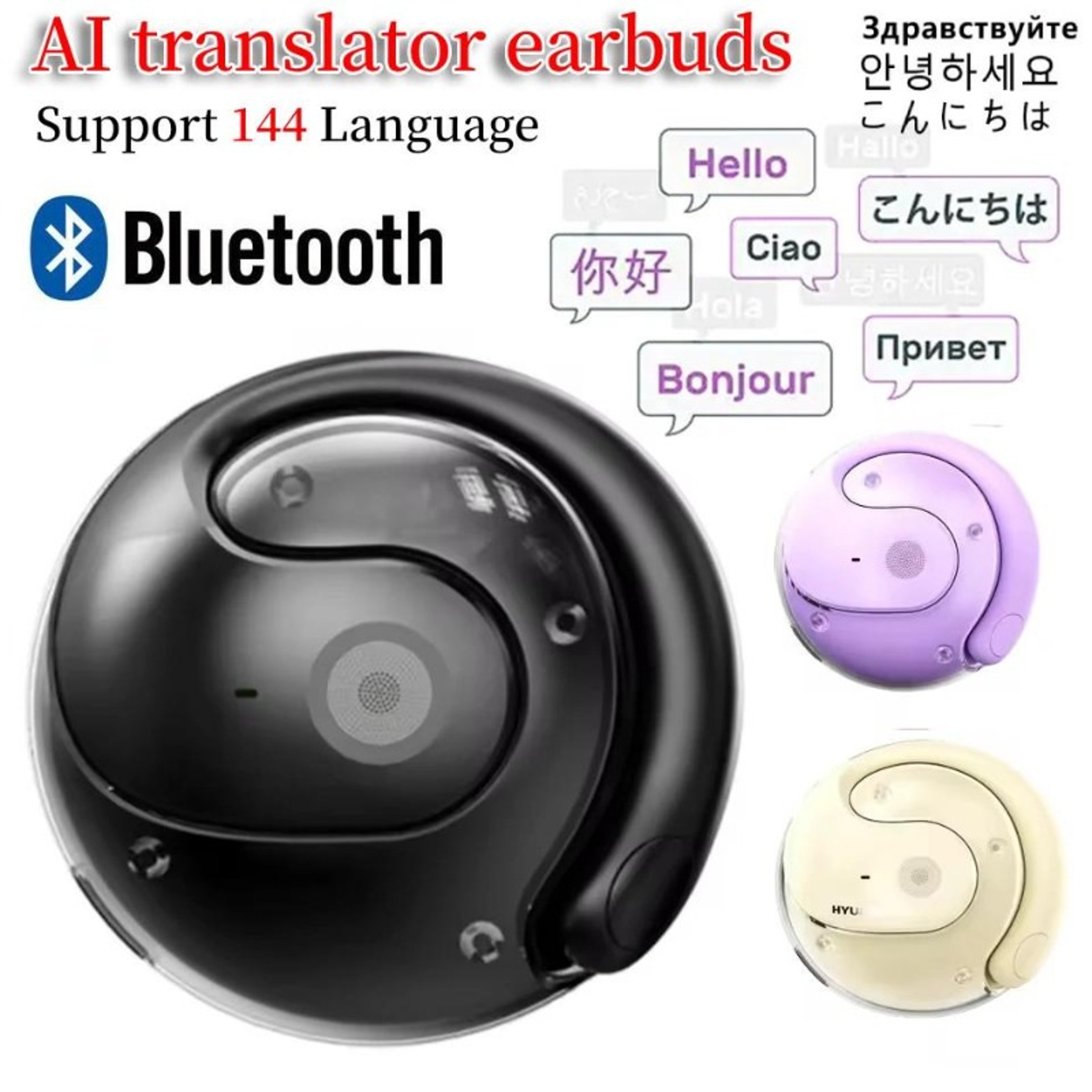 Smart Real Time Translation Earbuds Wireless Waterproof Global Language Headphones – view 2
