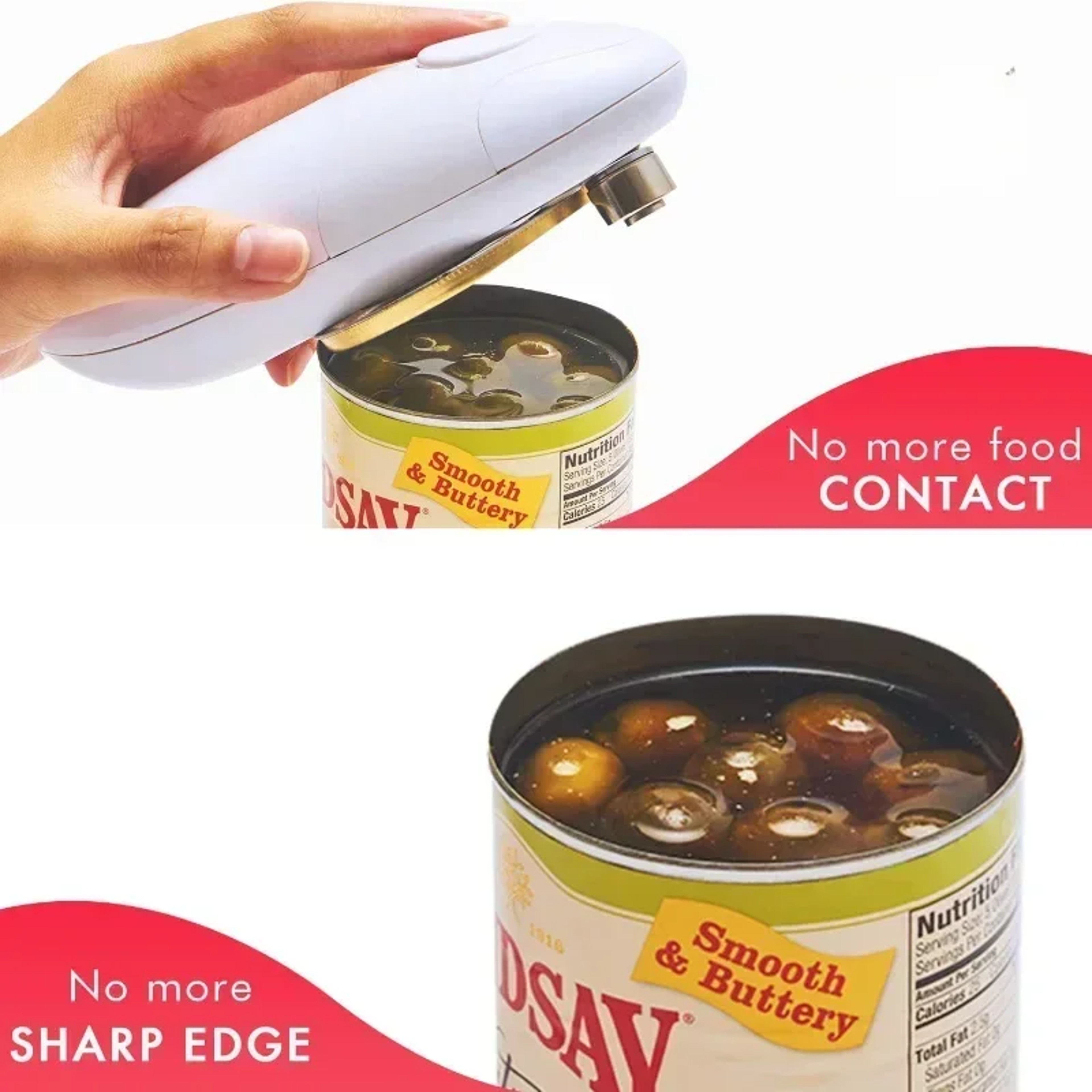 Portable Automatic Electric Can Opener Hands Free Smooth Edge Battery Operated One Touch – view 2