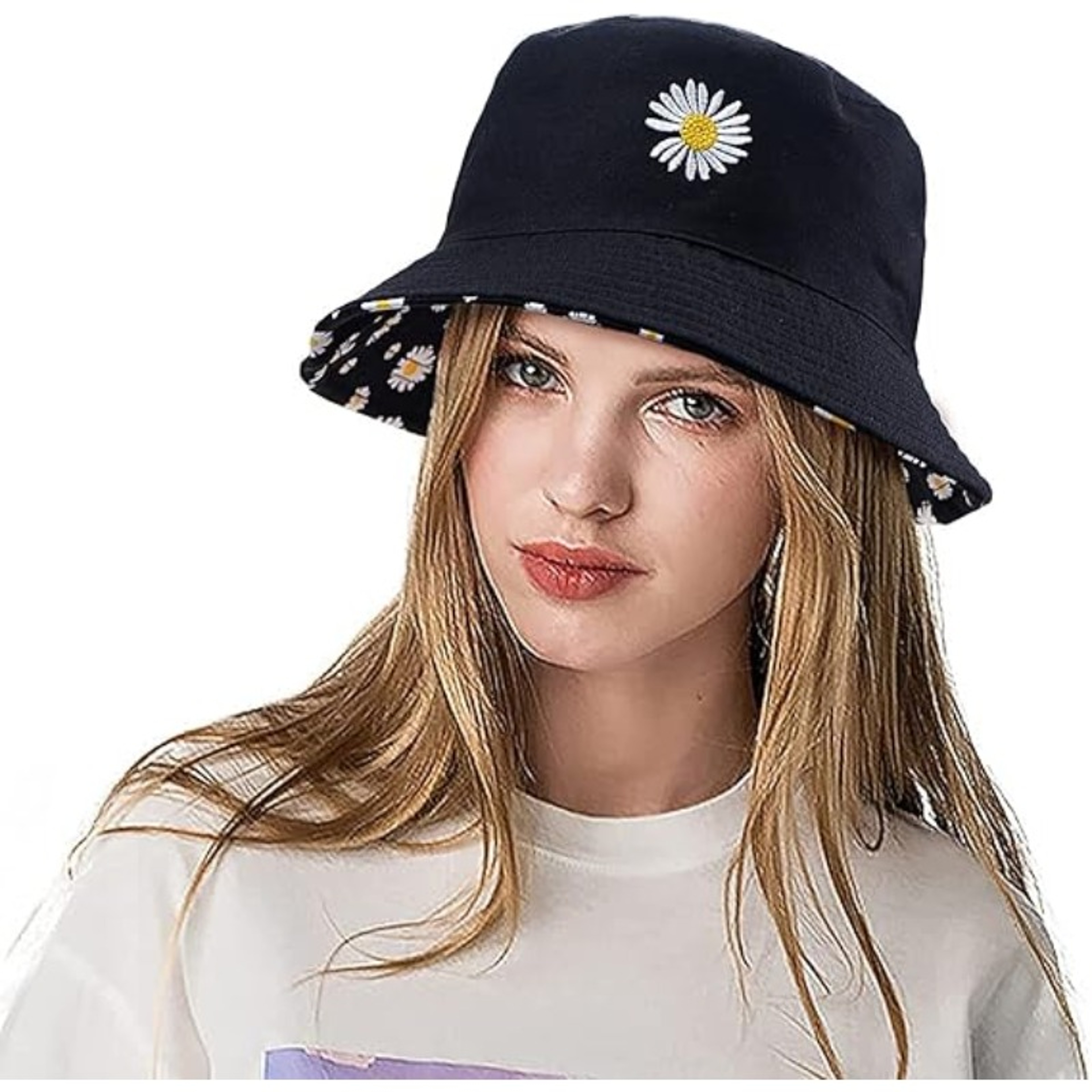 Daisy Reversible Bucket Hat Cotton Sun Hat For Beach Travel And Outdoor Wear 0