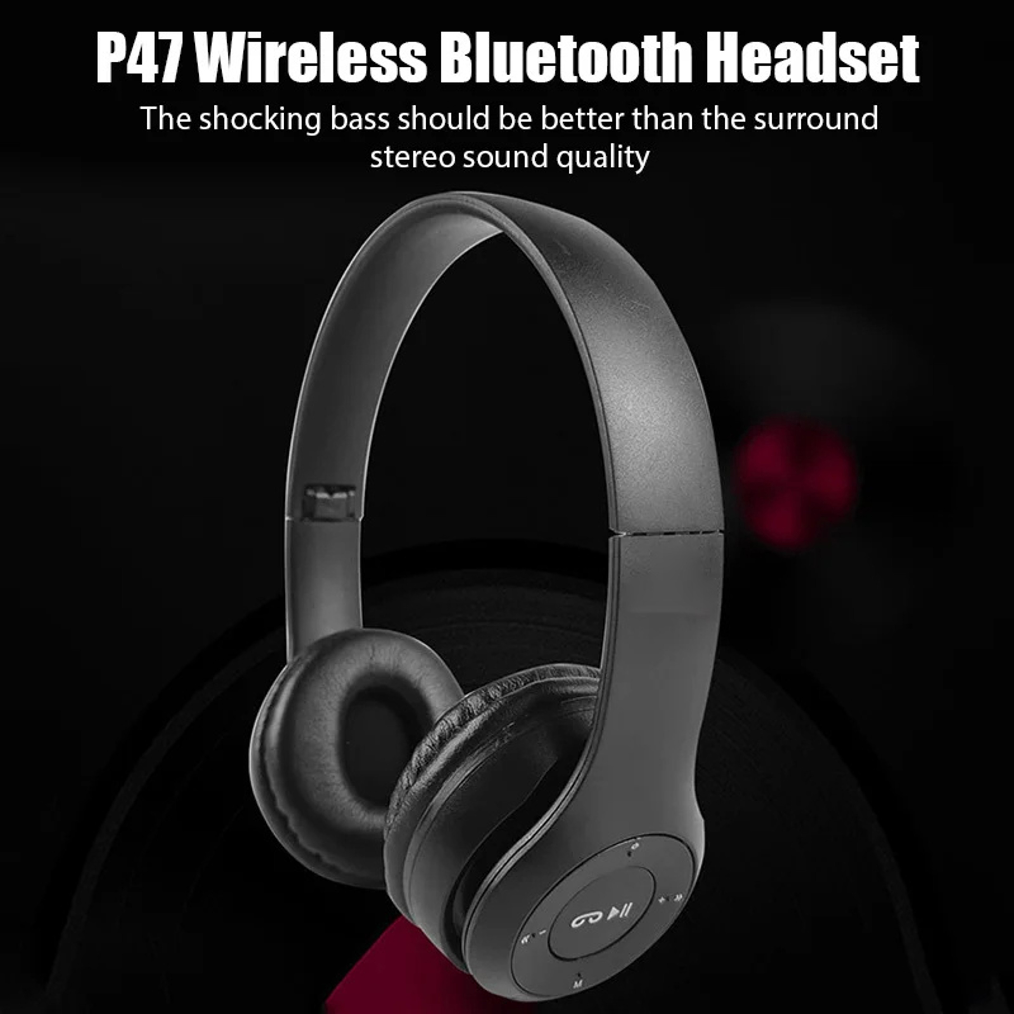 AcousticStream Foldable Wireless Bluetooth Headphones with Mic – view 3