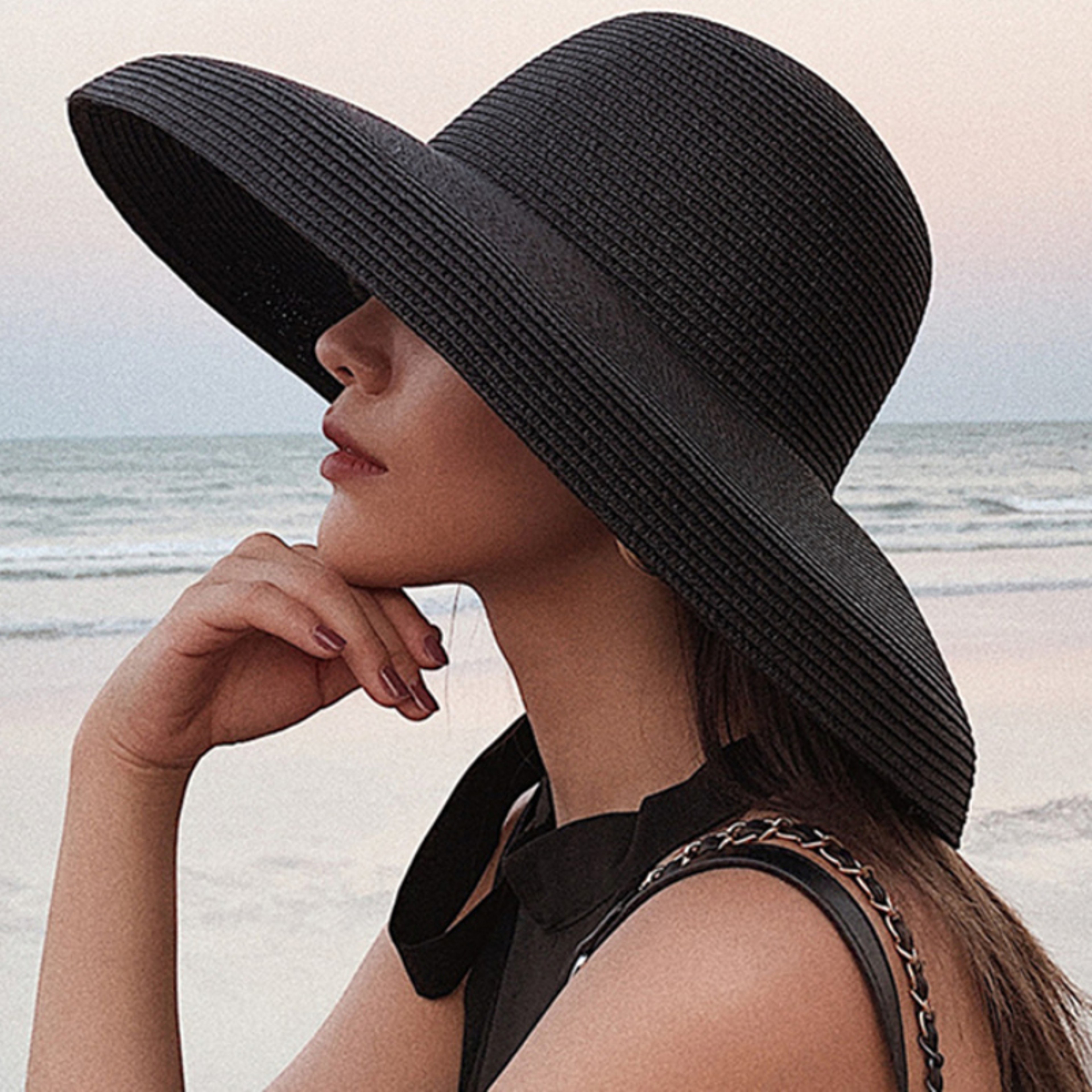 Elegant Wide Brim Straw Sun Hat Packable Beach Panama Hat For Women 1