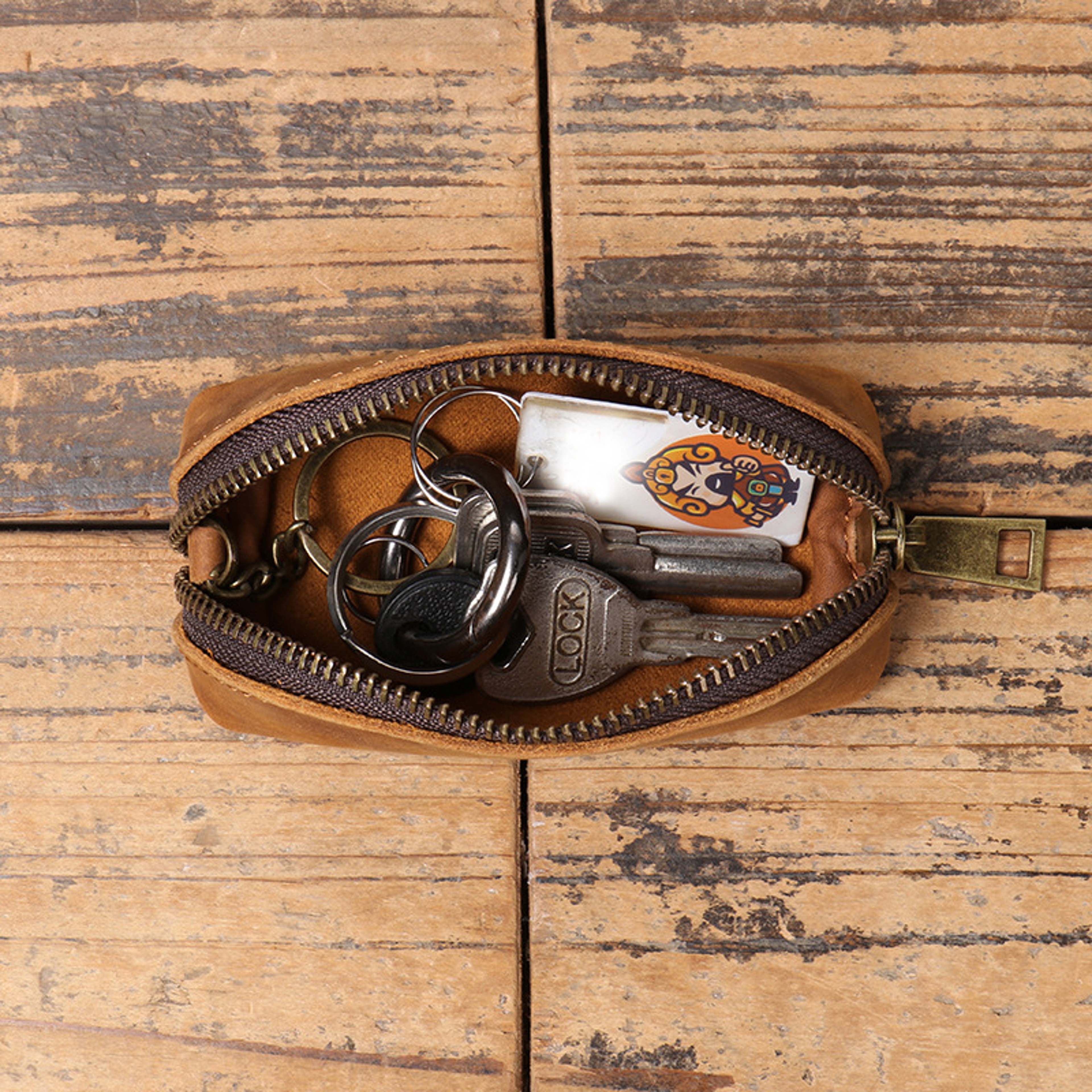 Vintage Leather Coin Purse Zipper Wallet Credit Card Holder  Key Organizer 2