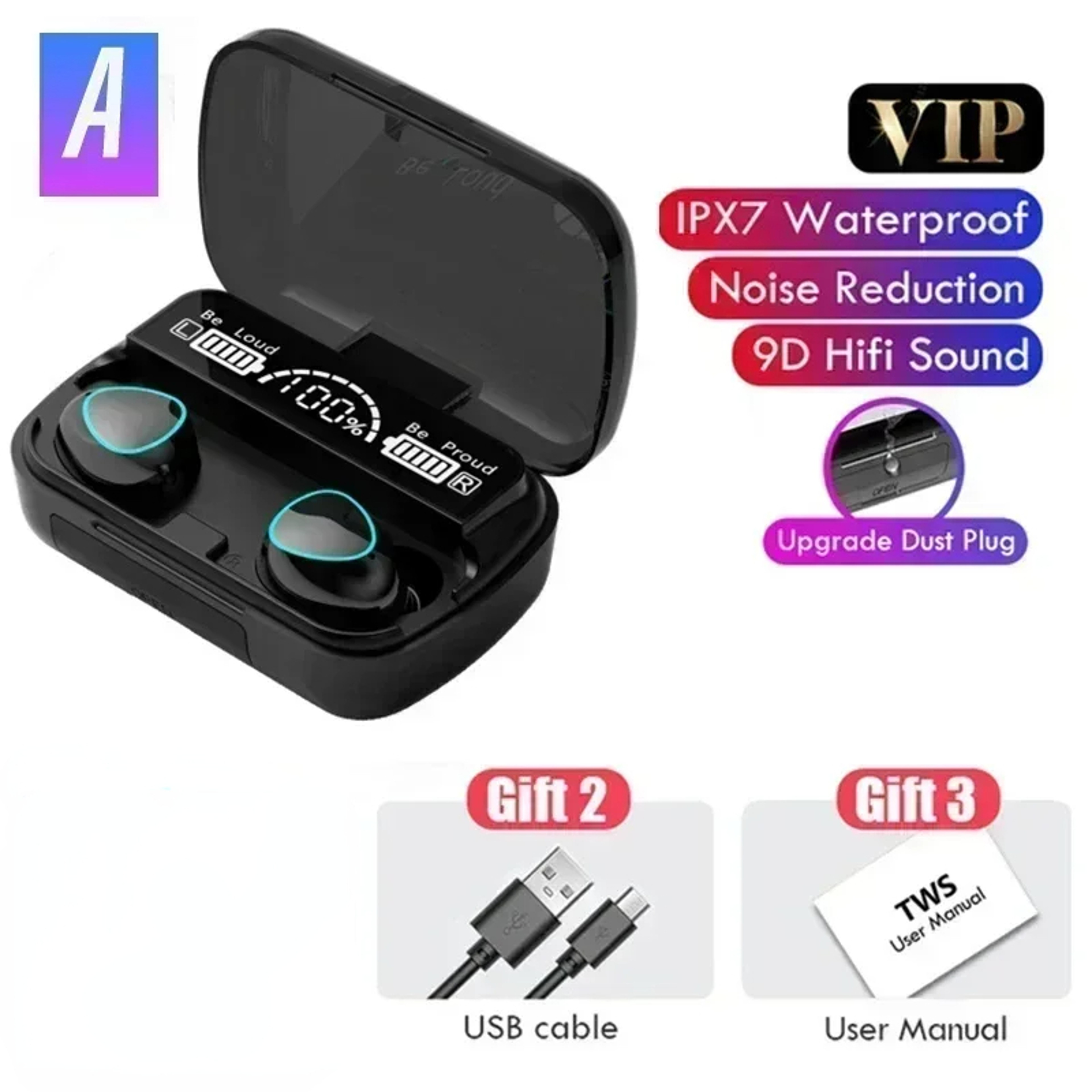 LED Display Wireless Earbuds with HiFi Stereo Sound and Waterproof Gaming Mode – view 7