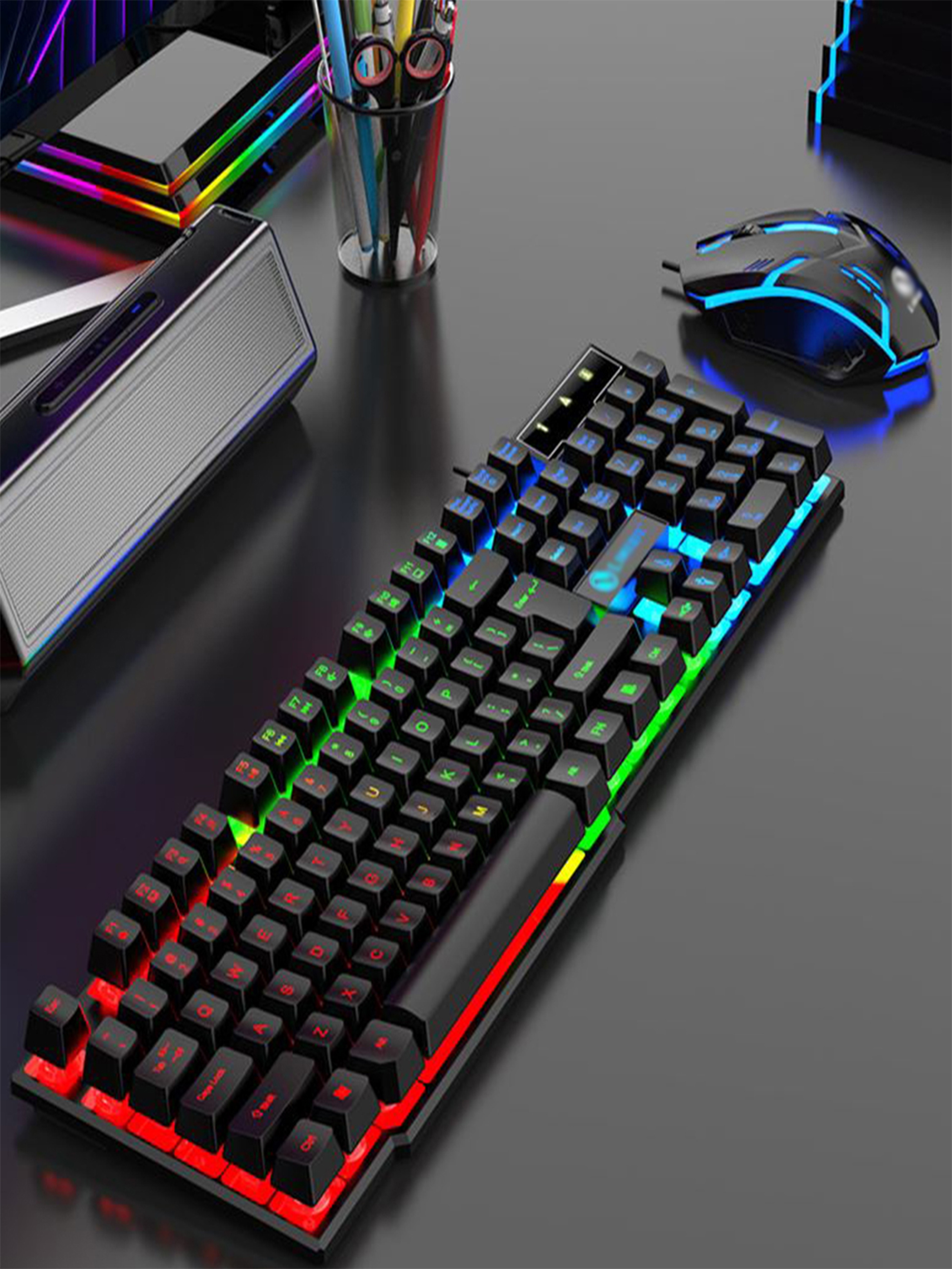 Ultimate Wired Gaming Keyboard  Mouse Combo Backlit Floating Keycap Set 5