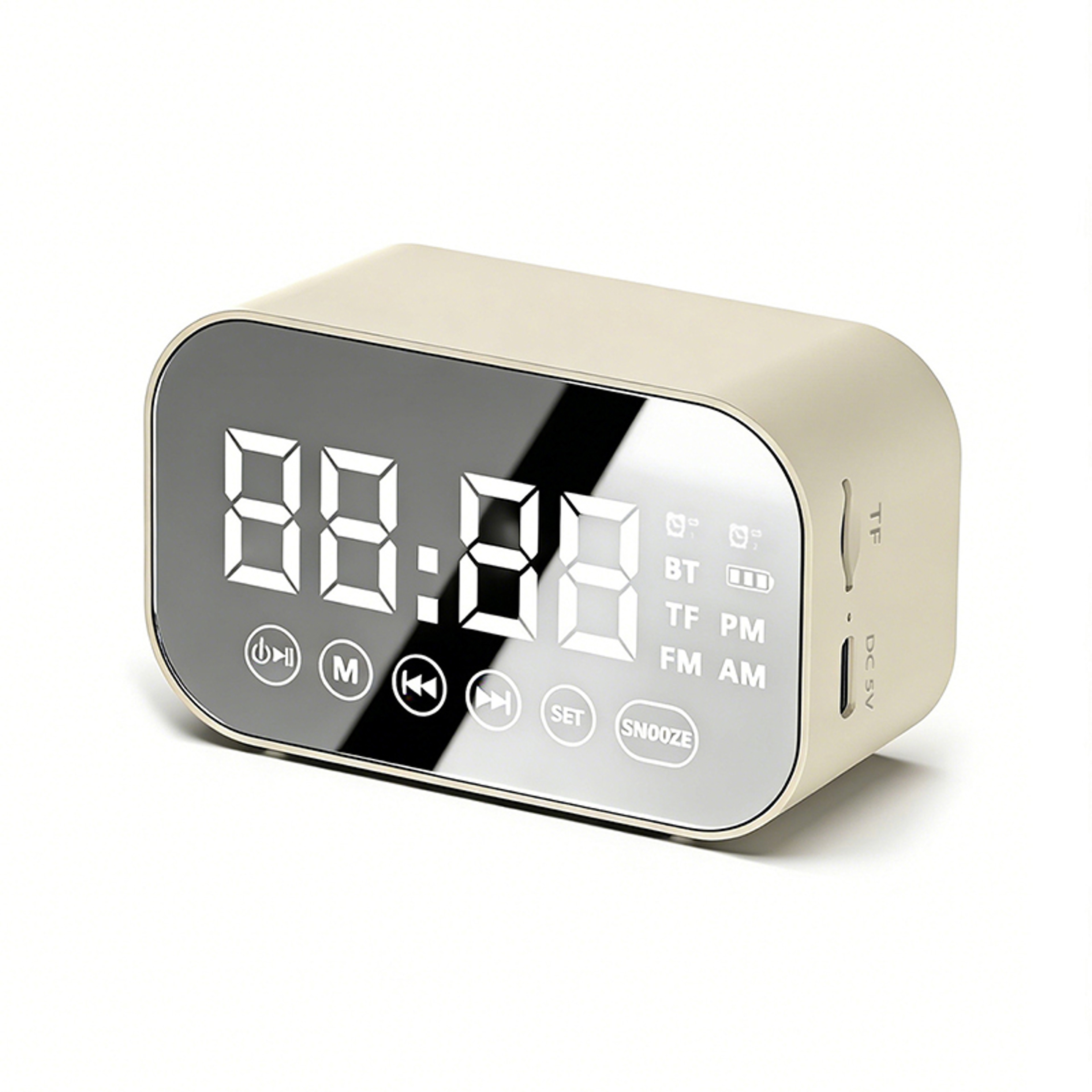 Mirror Bluetooth Speaker Alarm Clock with Dual Alarms and FM Radio – view 8