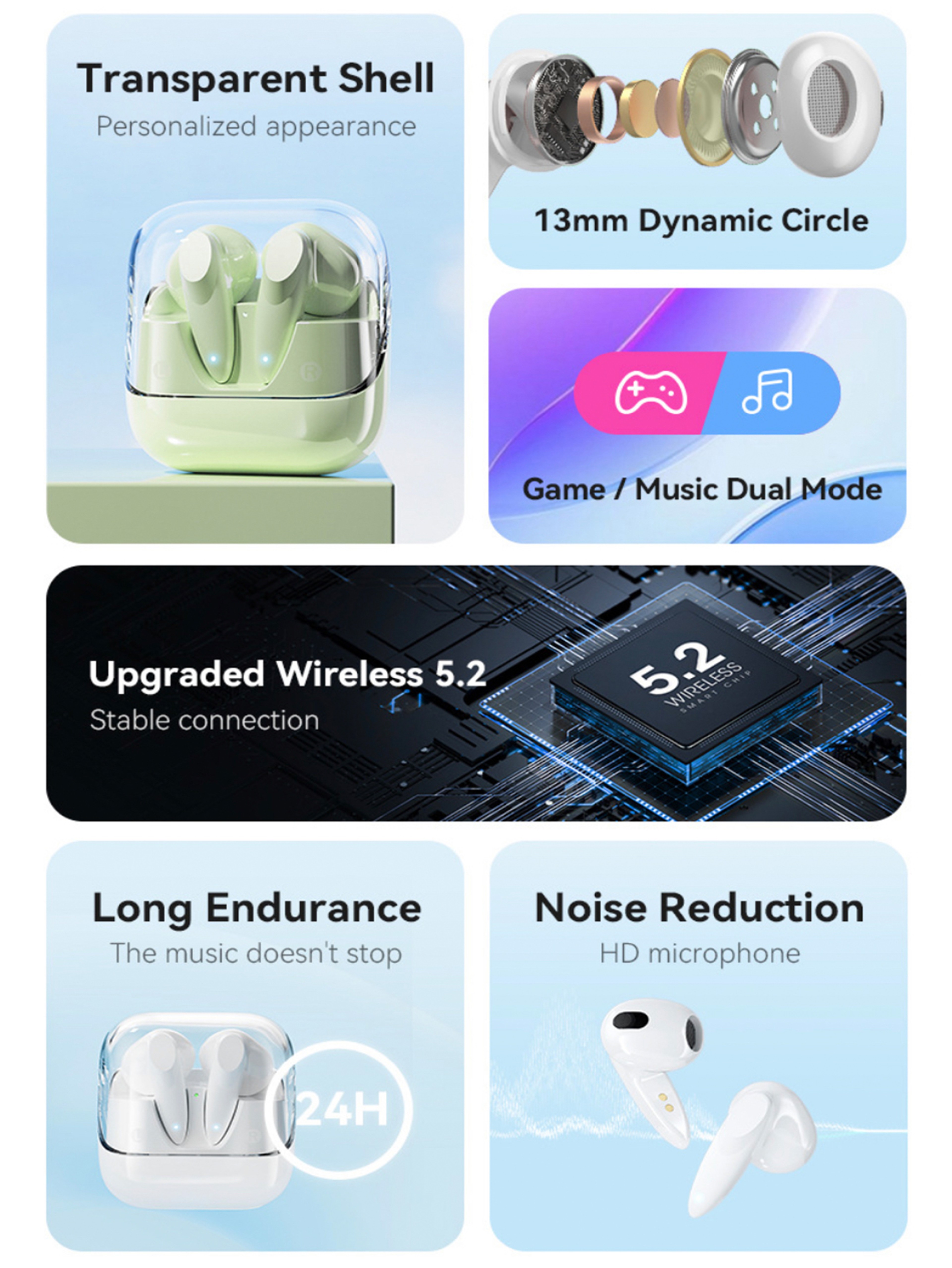 Space Capsule Wireless Earbuds Low Latency Bluetooth Earphones With HiFi Stereo Sound 2