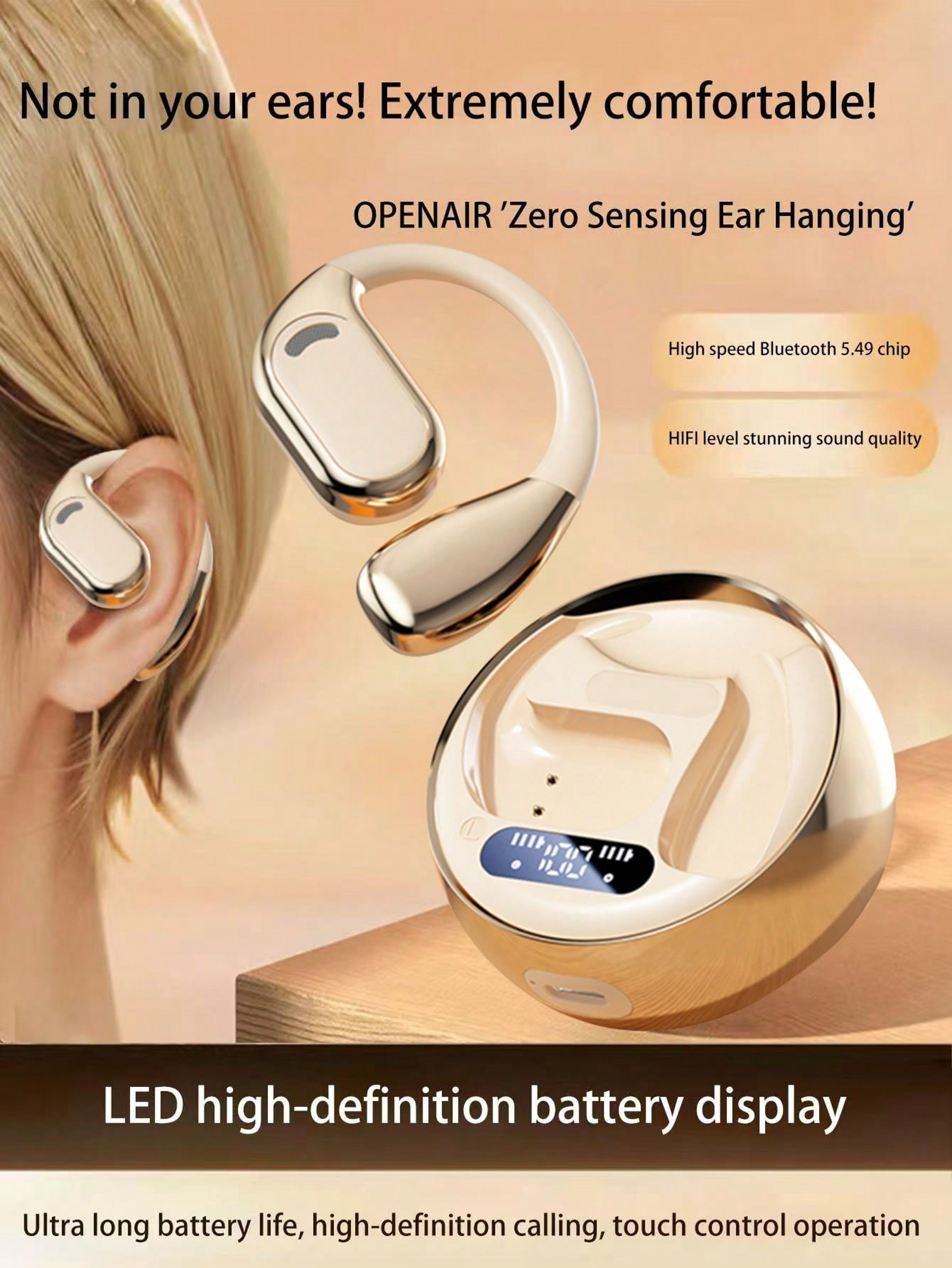 Open Ear Hook Bluetooth Headphones With Smart Noise Reduction Wireless Earphones And Long Battery L 2