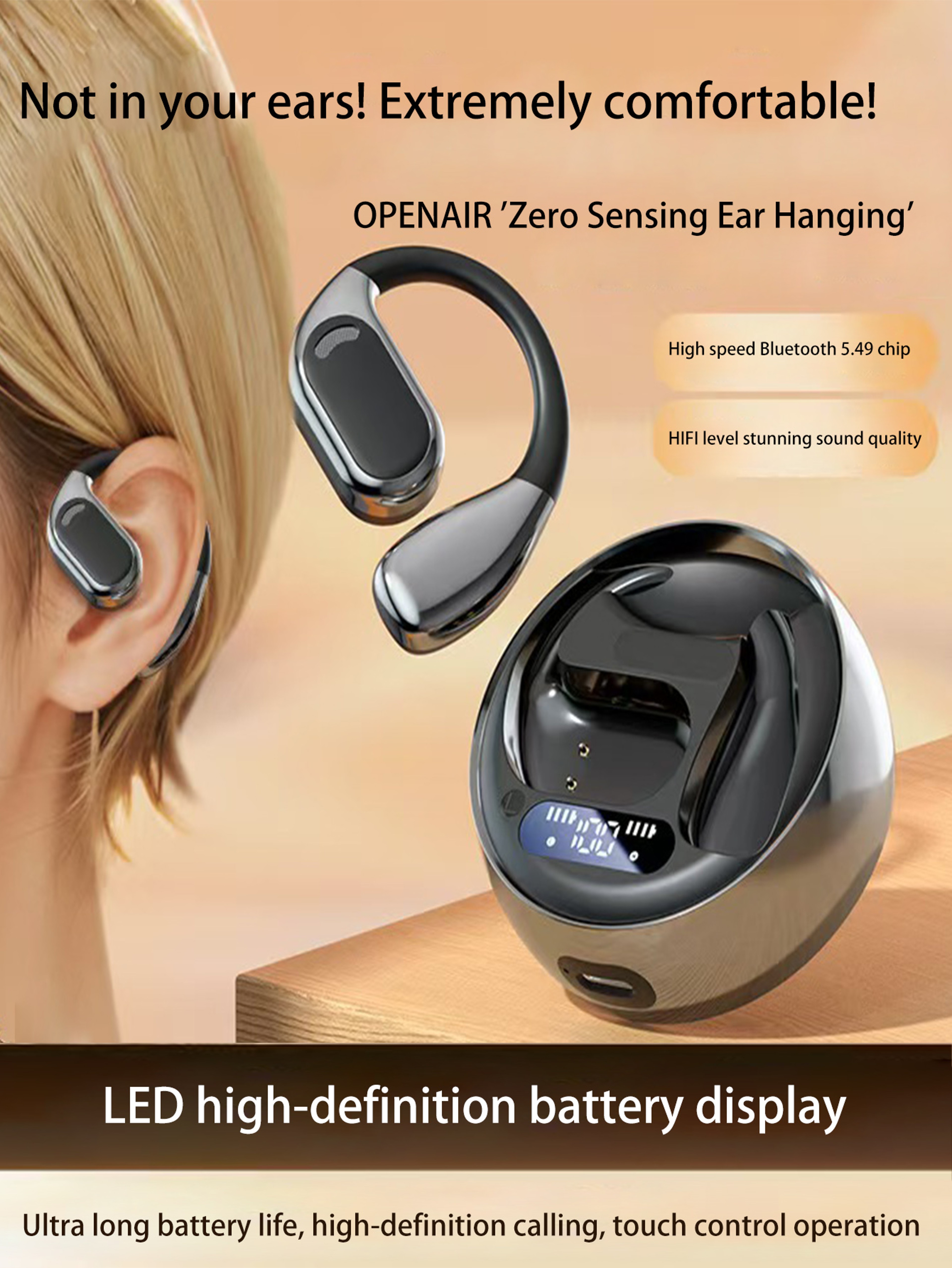 Open Ear Hook Bluetooth Headphones With Smart Noise Reduction Wireless Earphones And Long Battery L 3