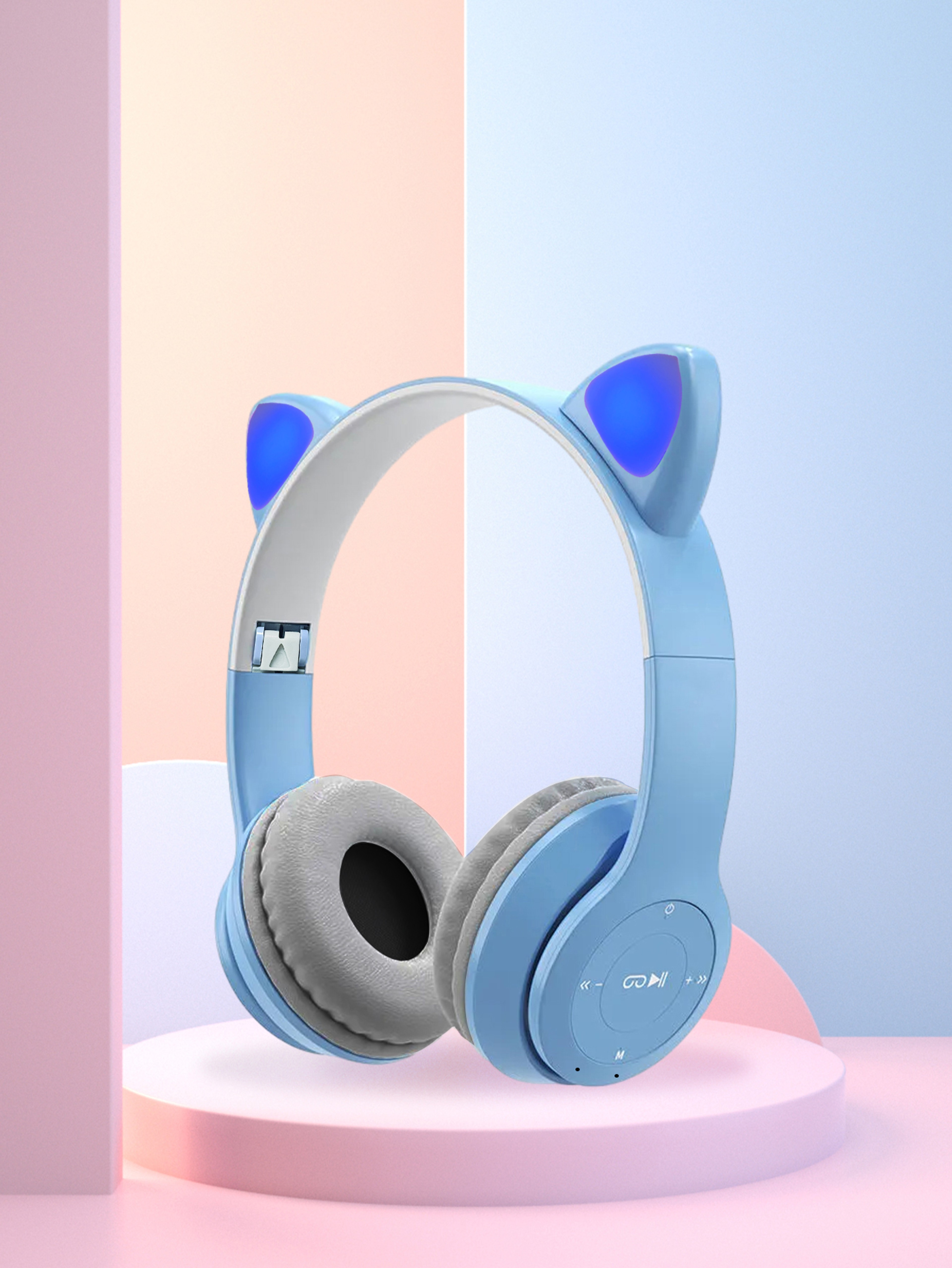 LED Glowing Cat Ear Wireless Over Ear Headphones Foldable Bluetooth Headset – view 9