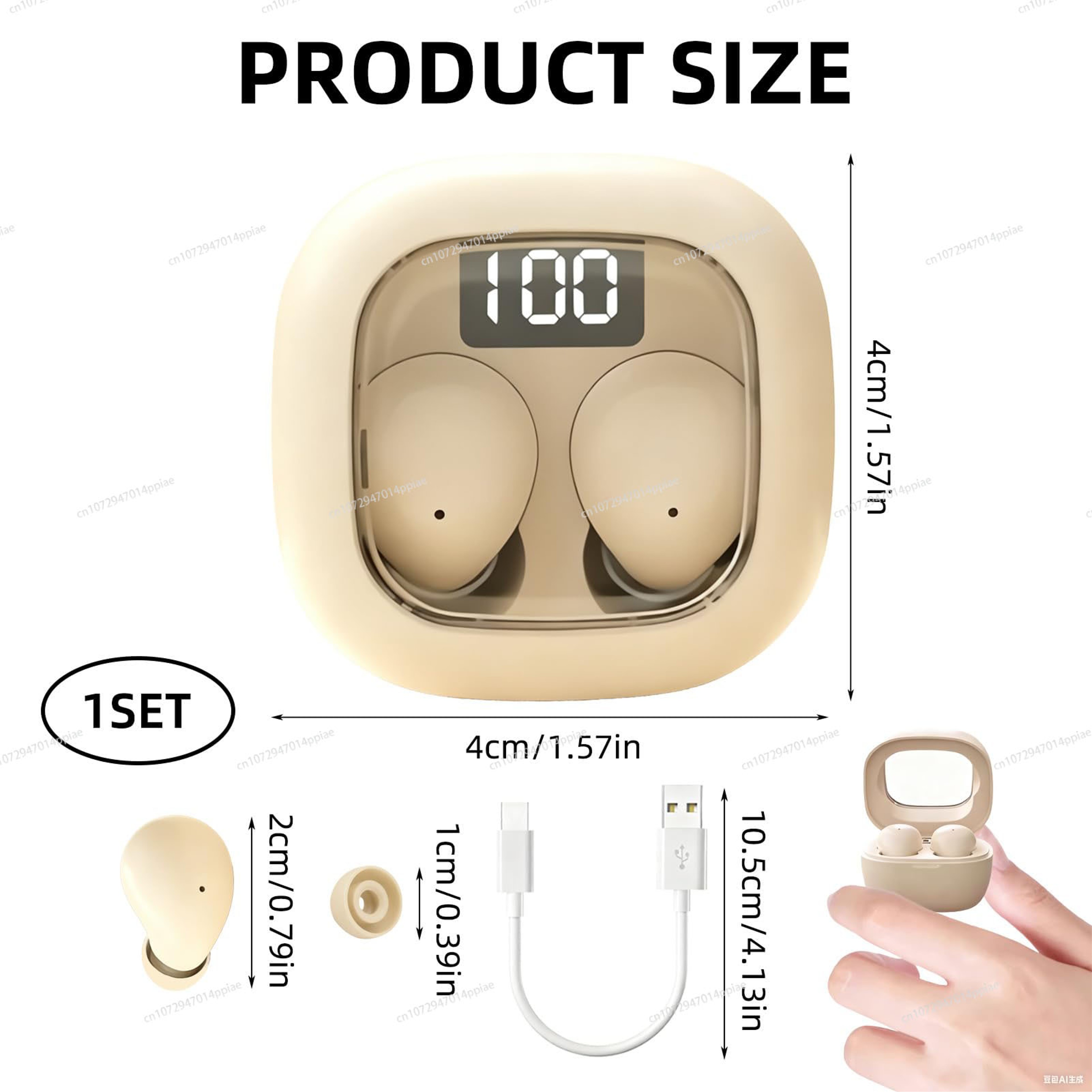 All Day Comfort Clip On Open Ear Bluetooth Earbuds for Small Ears with Playtime & Digital Display – view 2