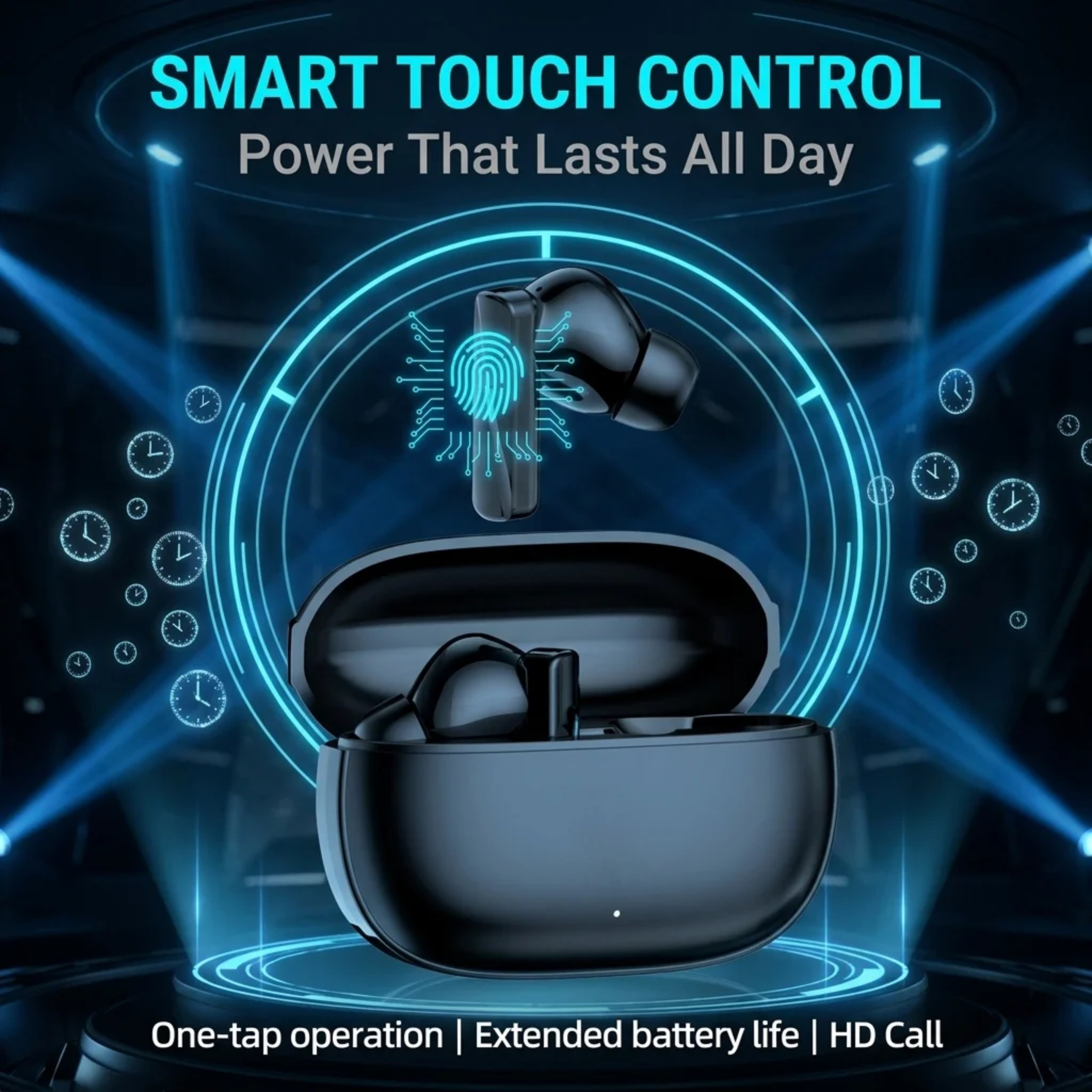 Compact Bluetooth Noise Cancelling Wireless Earbuds with Mic Touch Control Stereo – view 2