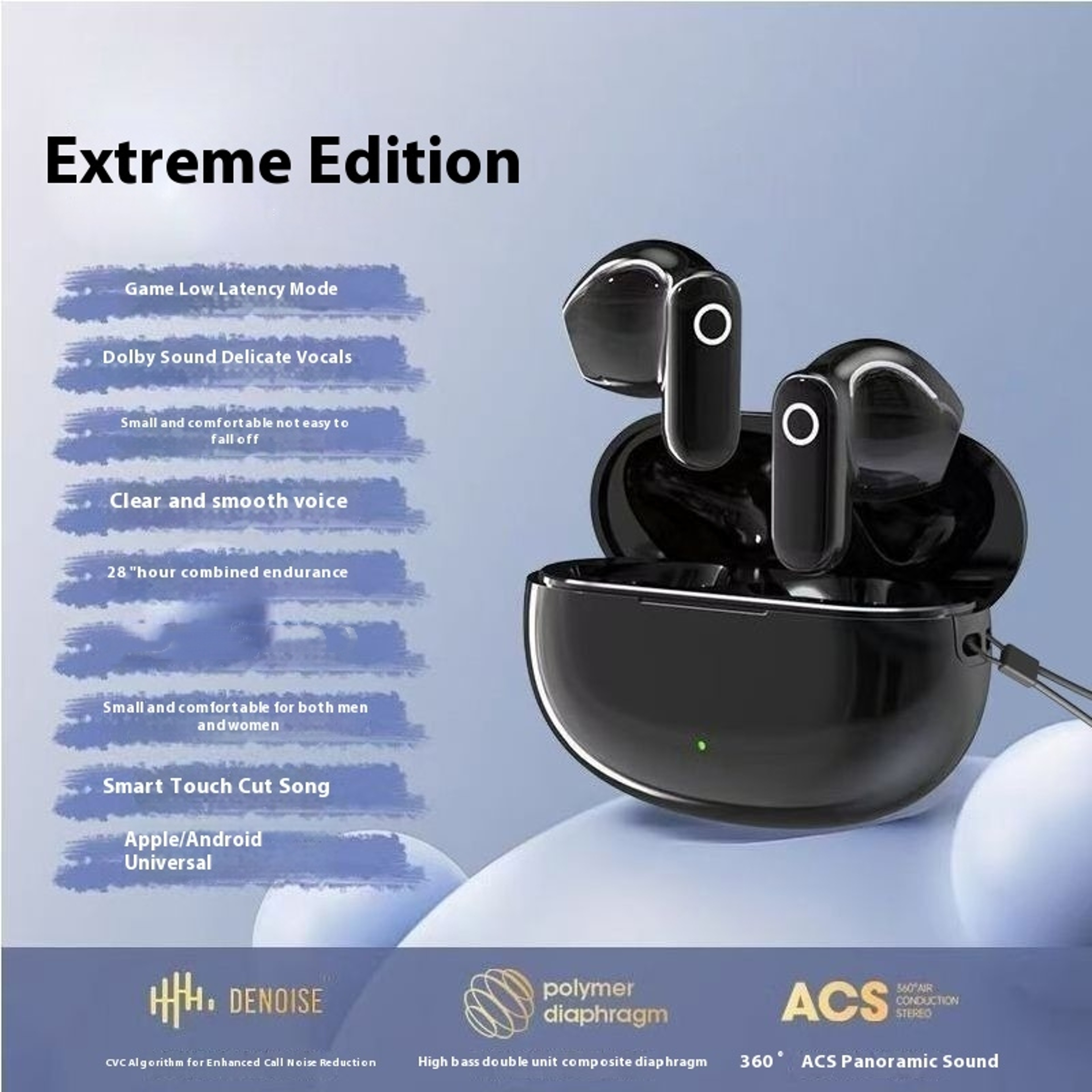 Premium True Wireless Bluetooth Earbuds Noise Cancelling Earphones With Mic For IPhone 6