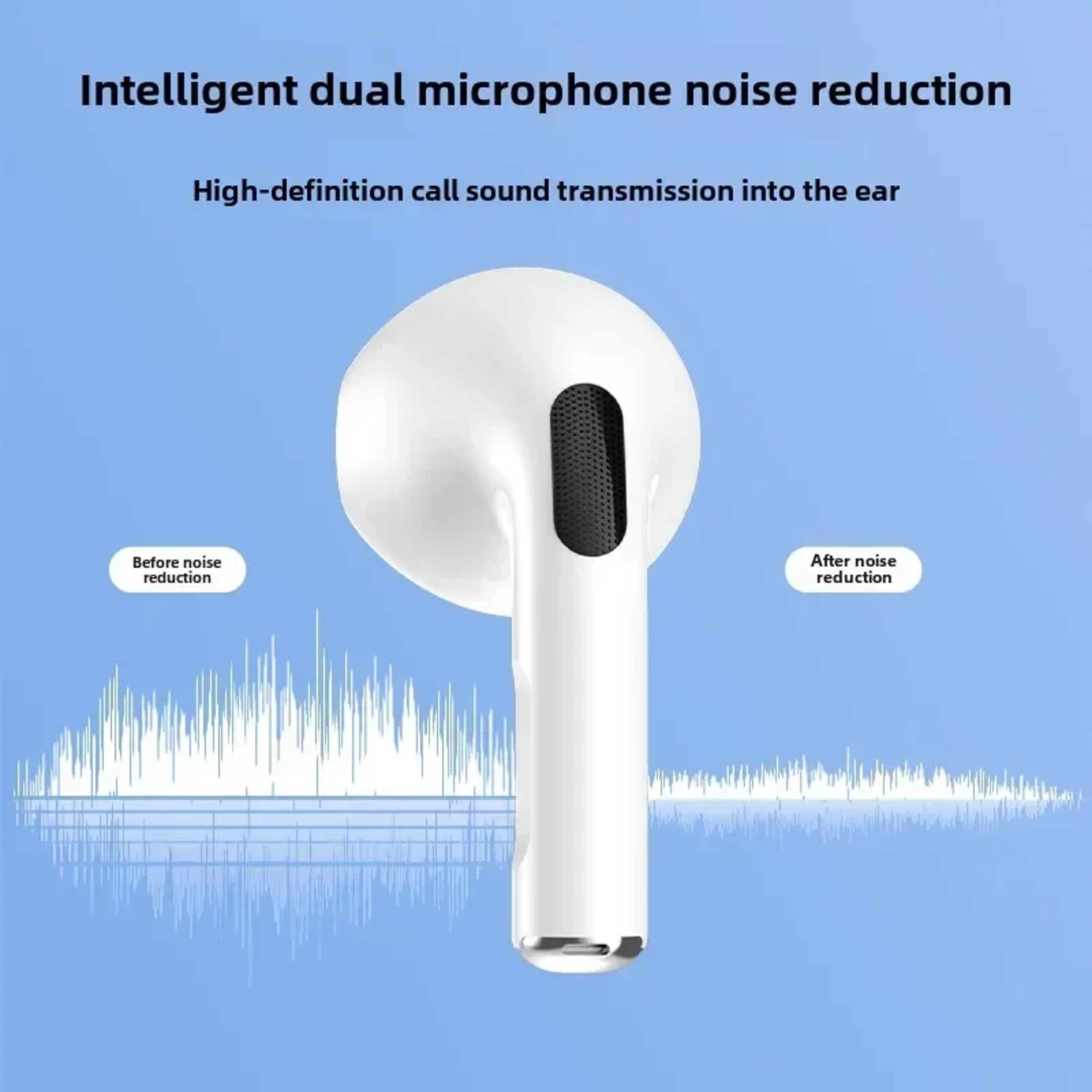 Transparent Wireless Earbuds with LED Power Display – view 3