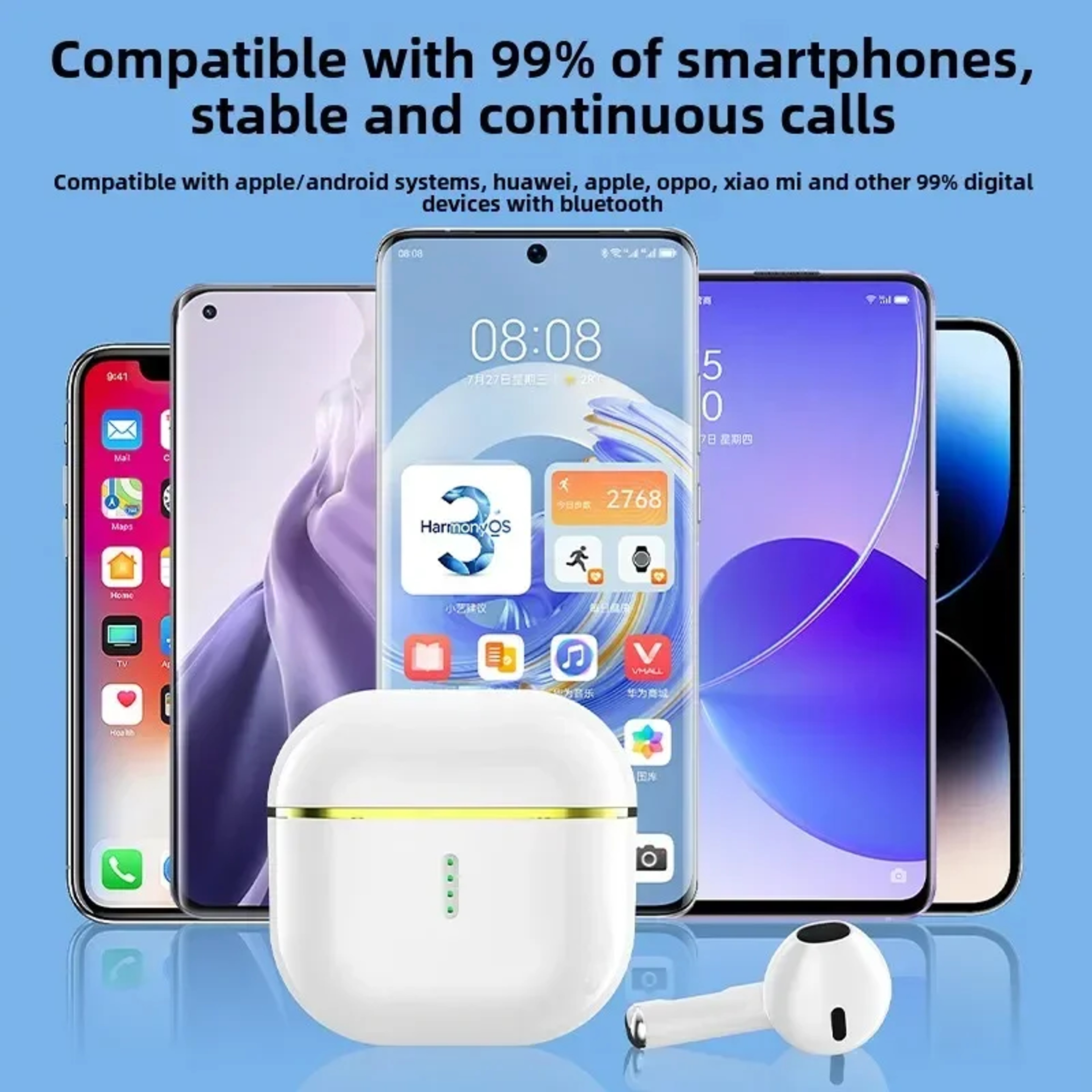 Transparent Wireless Earbuds with LED Power Display – view 5