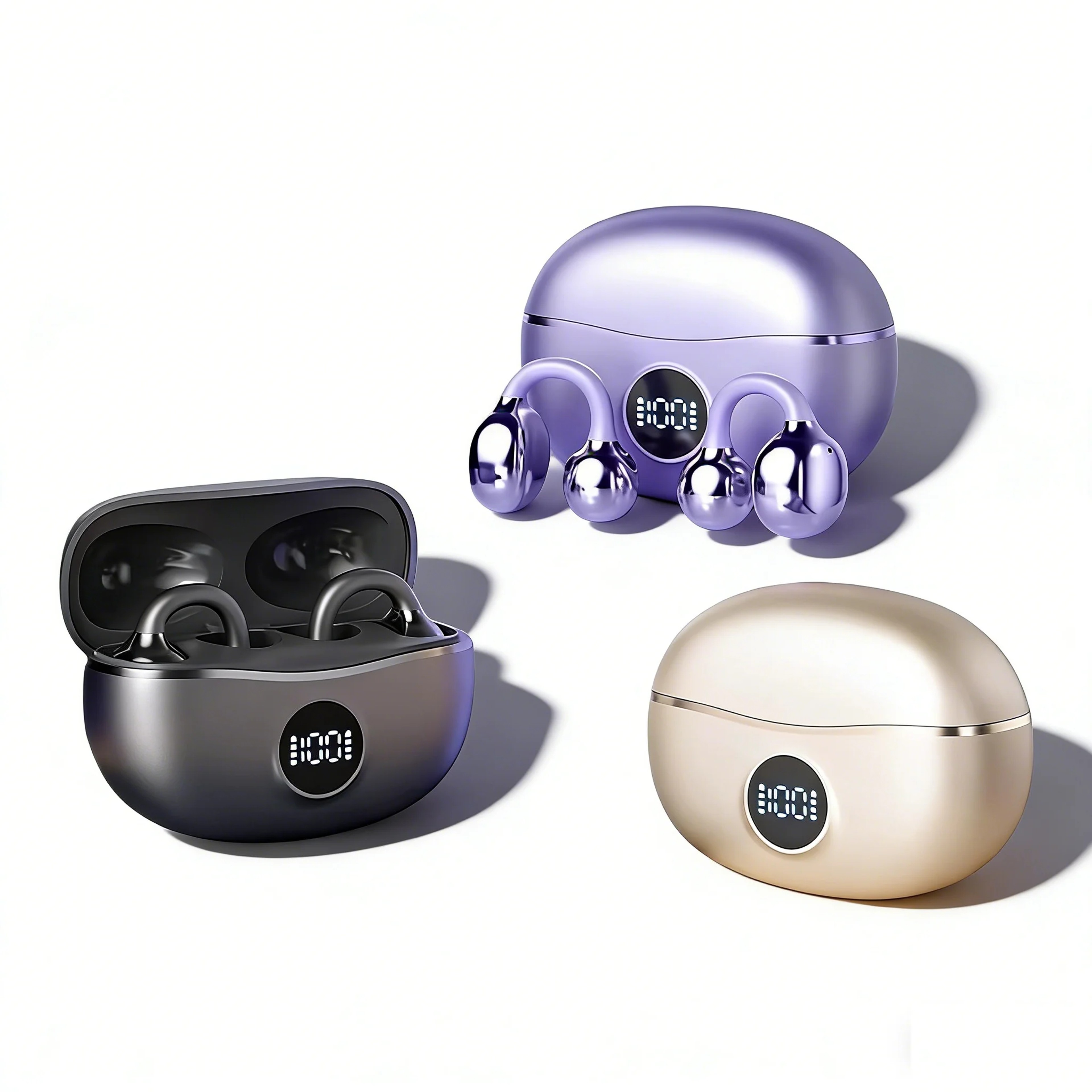 Clip On Open Ear Bluetooth Headphones for Glasses with Playtime – view 1
