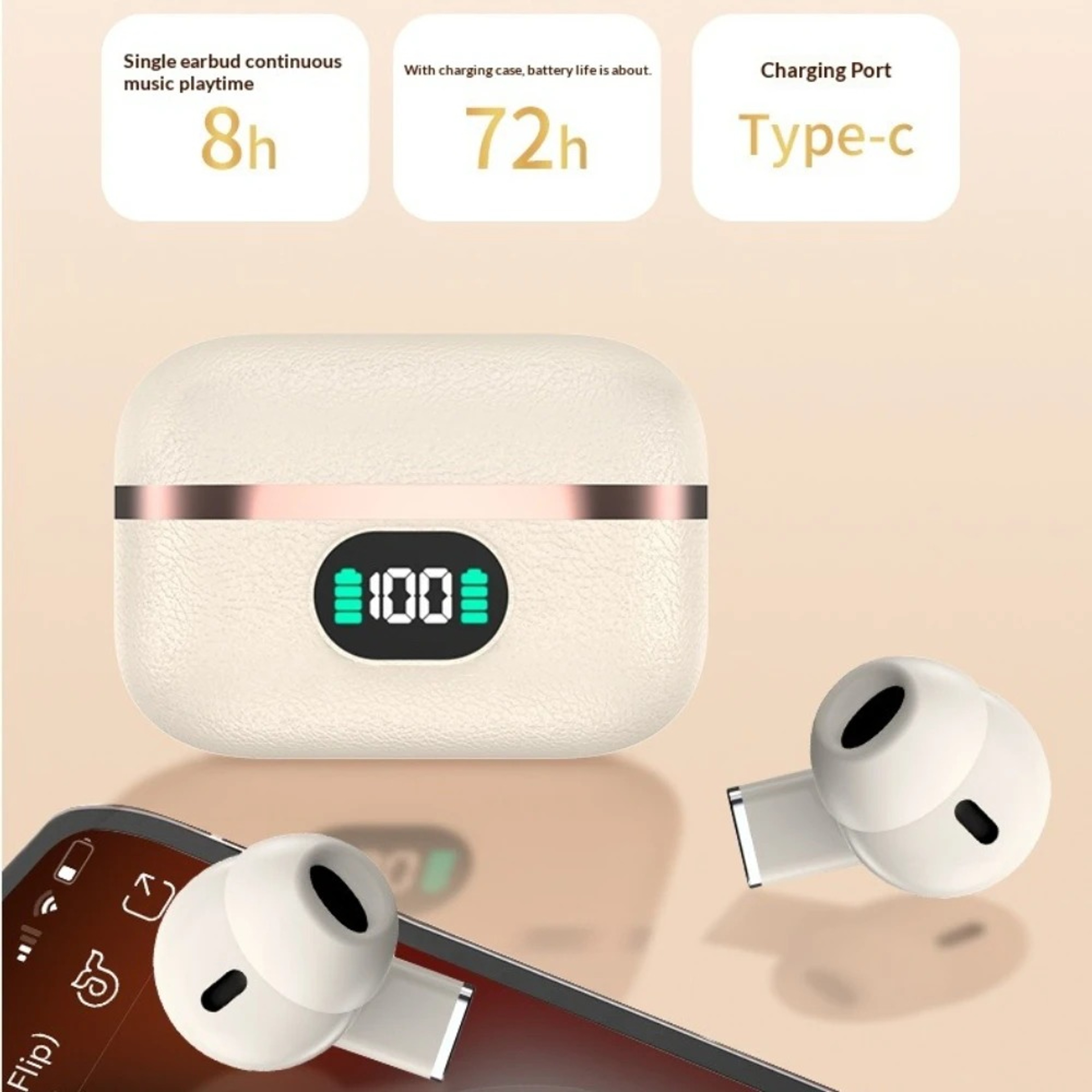 Open Ear Clip On Bluetooth Wireless Earbuds LED Display TWS Sports Earphones with Microphone – view 6