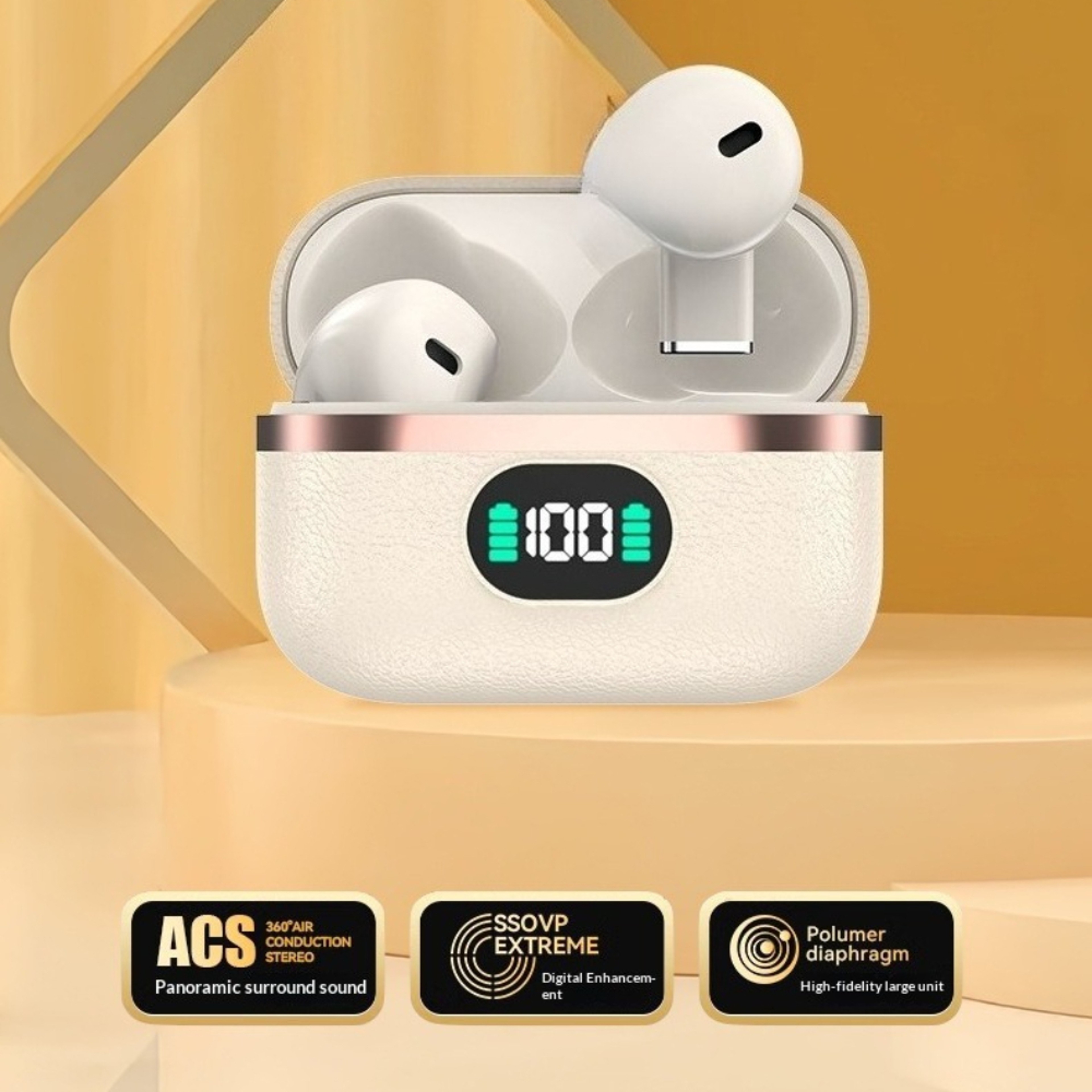 Premium Leather Bluetooth Wireless Earbuds Semi In Ear With Long Battery Life For Sports  Daily Use 3