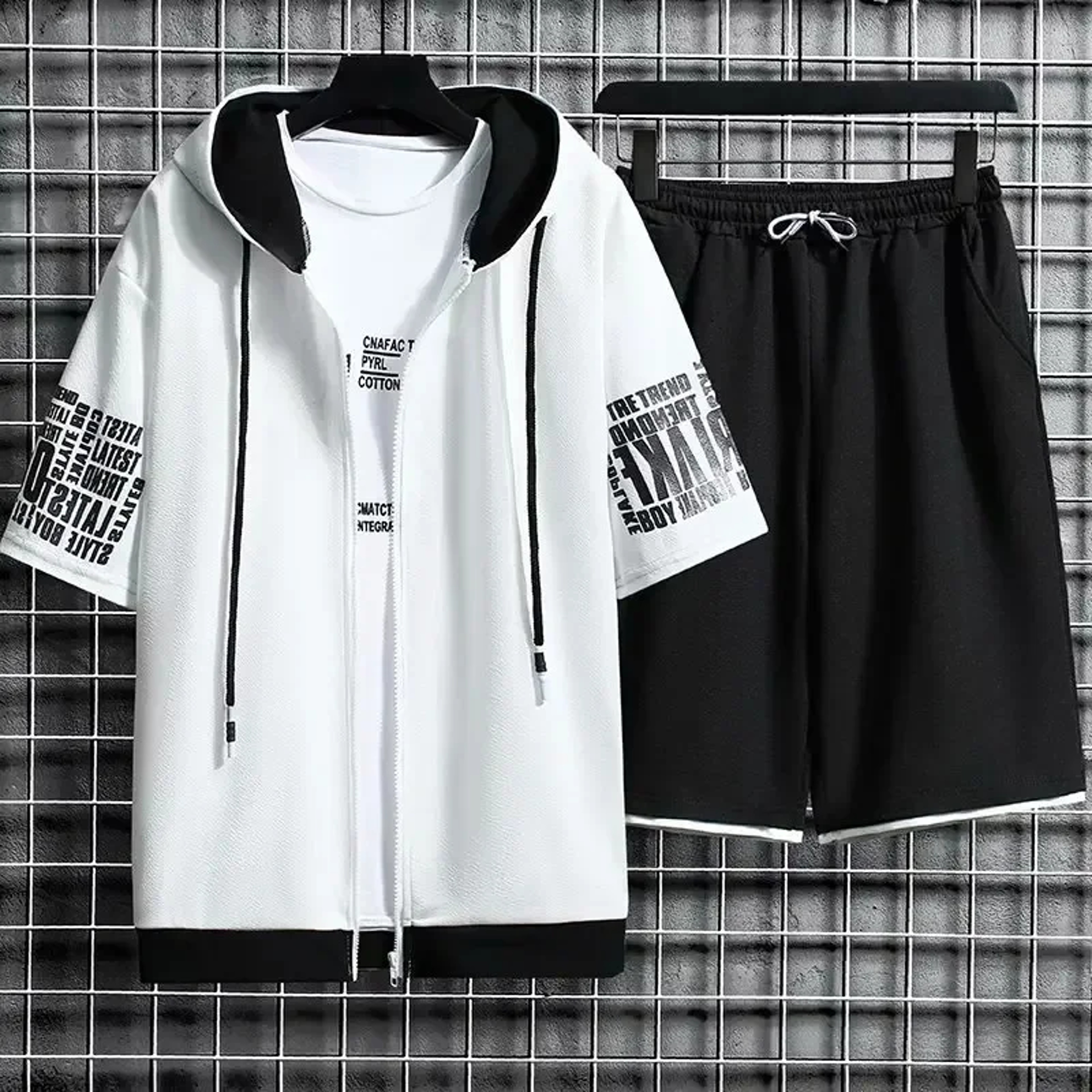 Mens Sports Suit Quick Dry Hooded Shorts Set For Summer Workouts 2