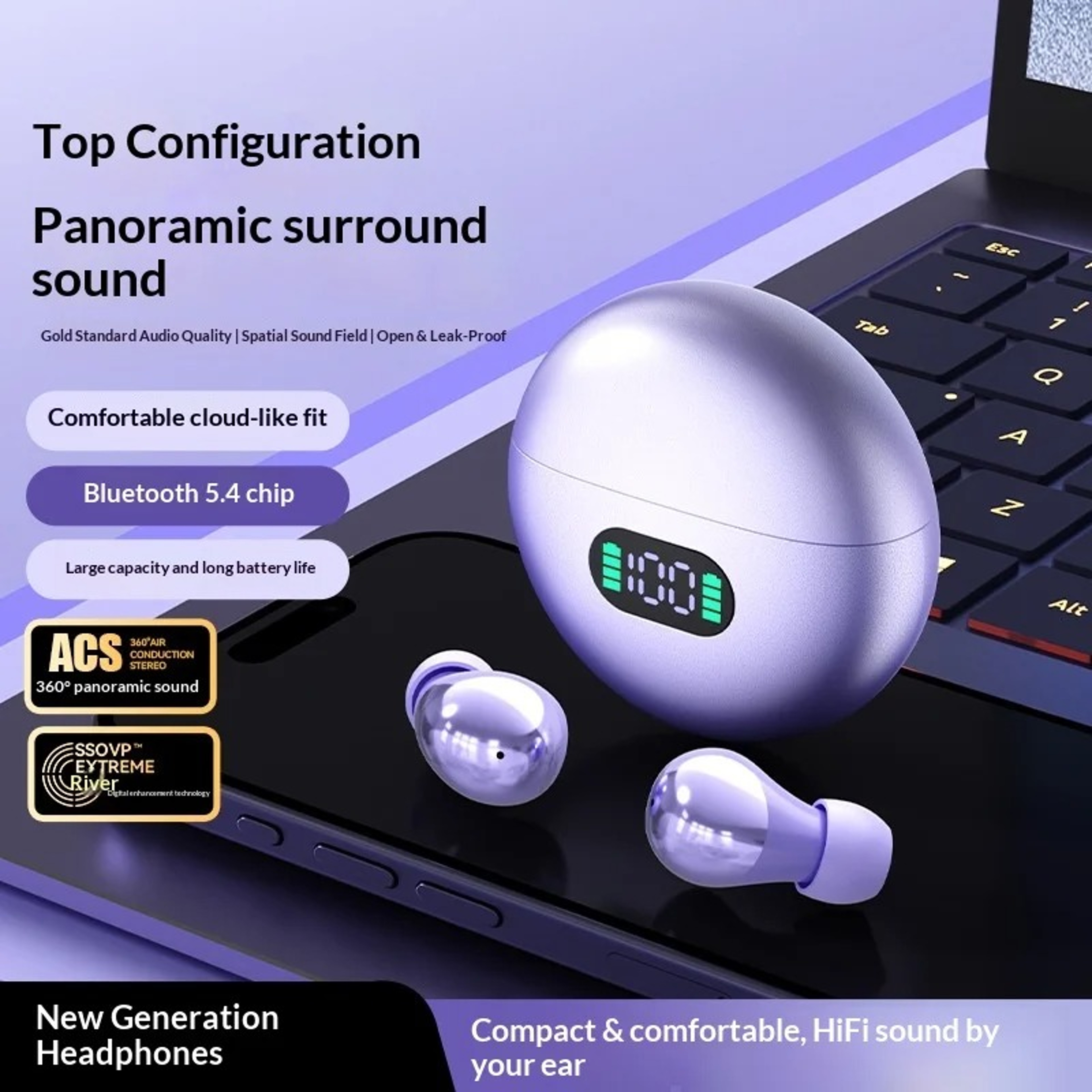 Wireless Bluetooth Earbuds with Low Latency Gaming Audio and Mic – view 4