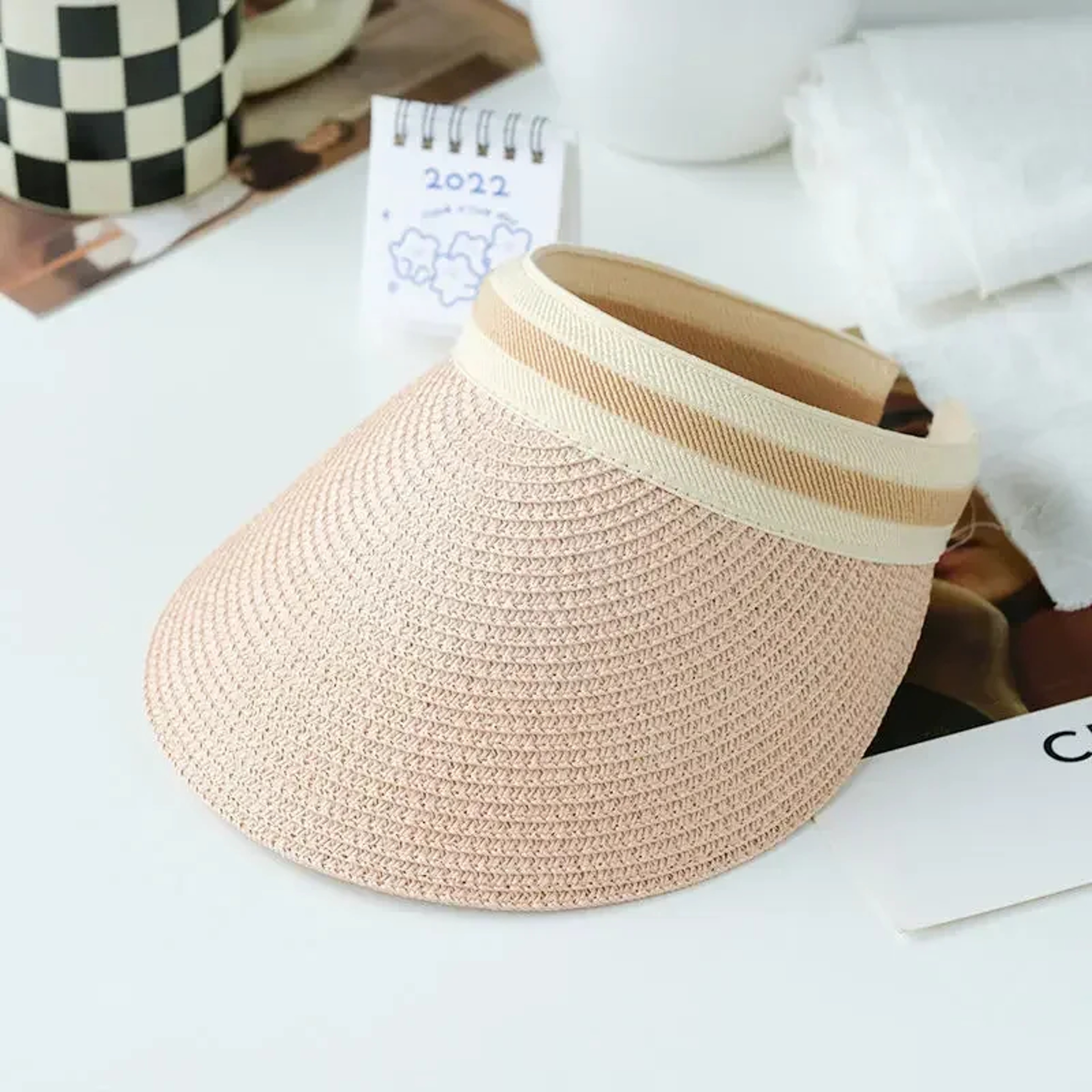 Womens Wide Brim Sun Hat Empty Top Straw Visor Cap for Beach and Outdoor UV Shade – view 12