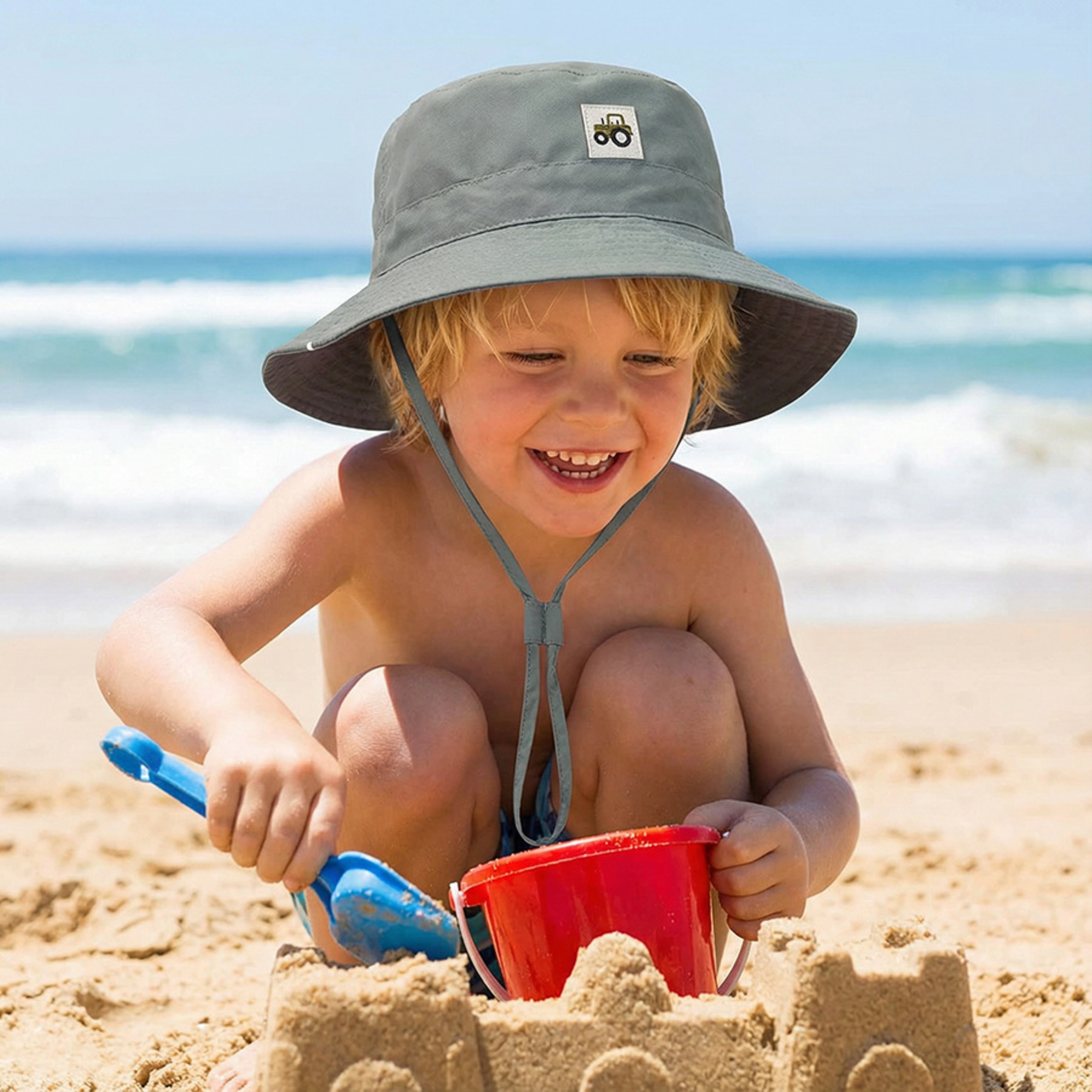Kids Embroidered Patch Bucket Hat Soft Baby Sun Hat for Outdoor Style – view 7