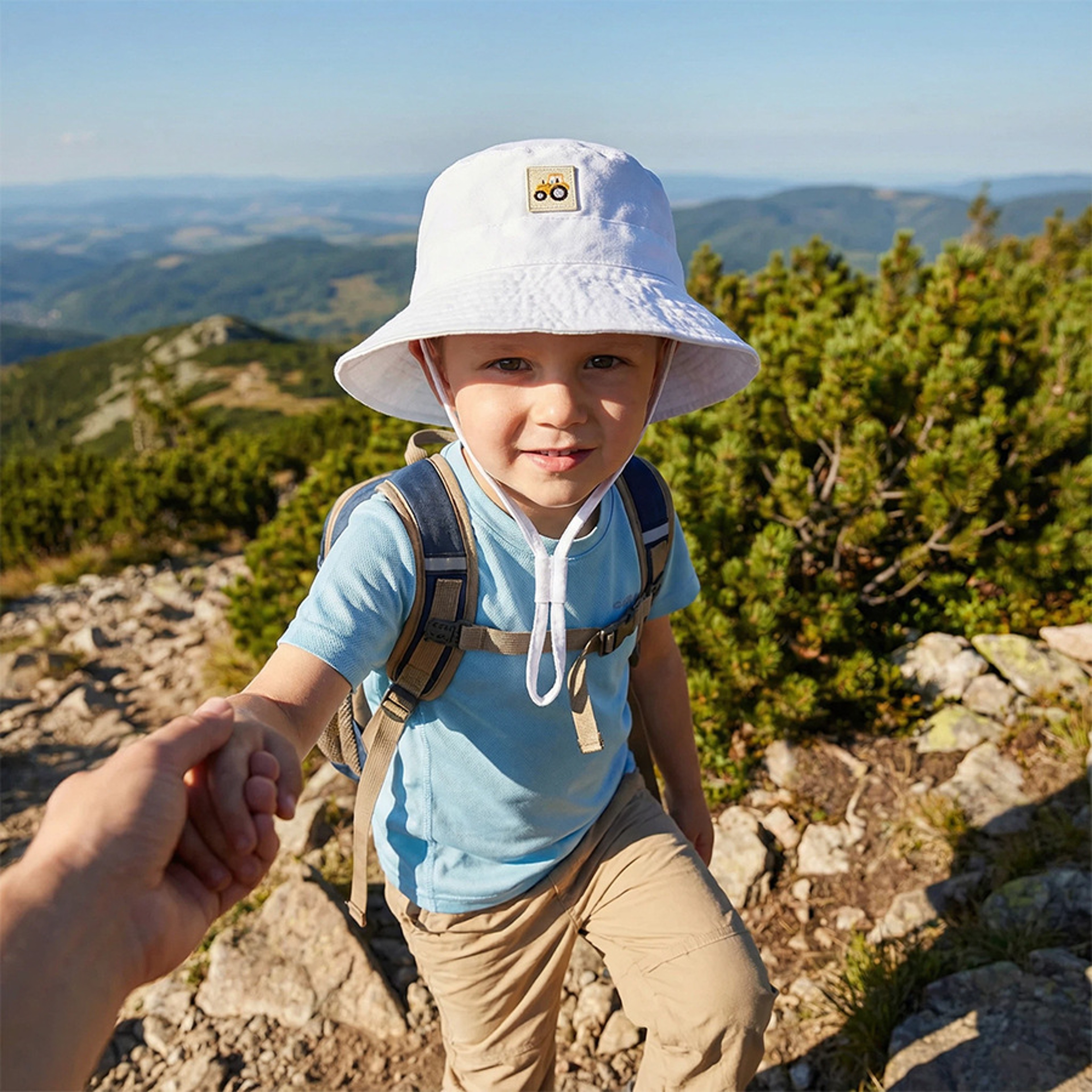 Kids Embroidered Patch Bucket Hat Soft Baby Sun Hat for Outdoor Style – view 8