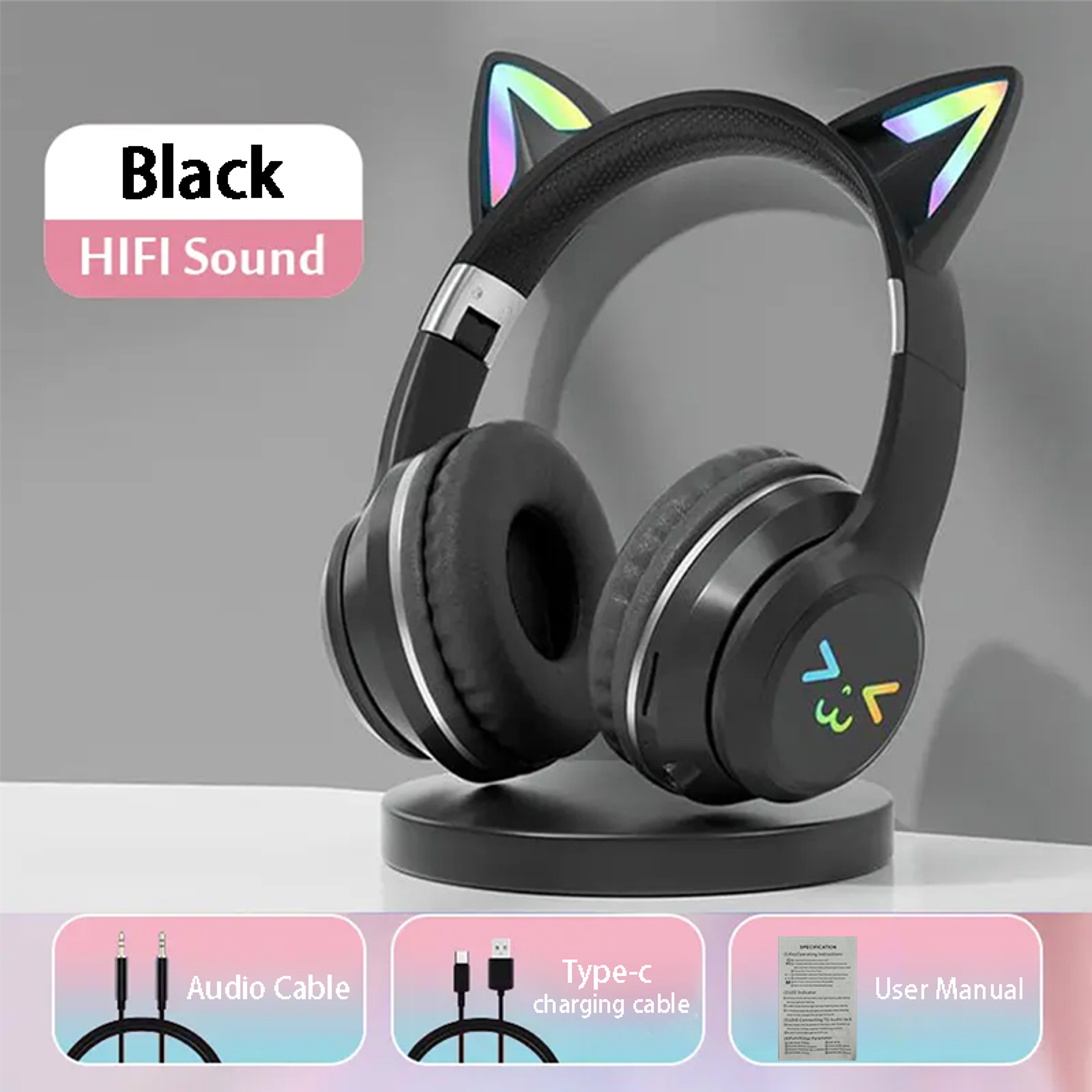 Cat Ear Wireless Earbuds With RGB Glow Bluetooth 53 Gaming Headset And Mic 9