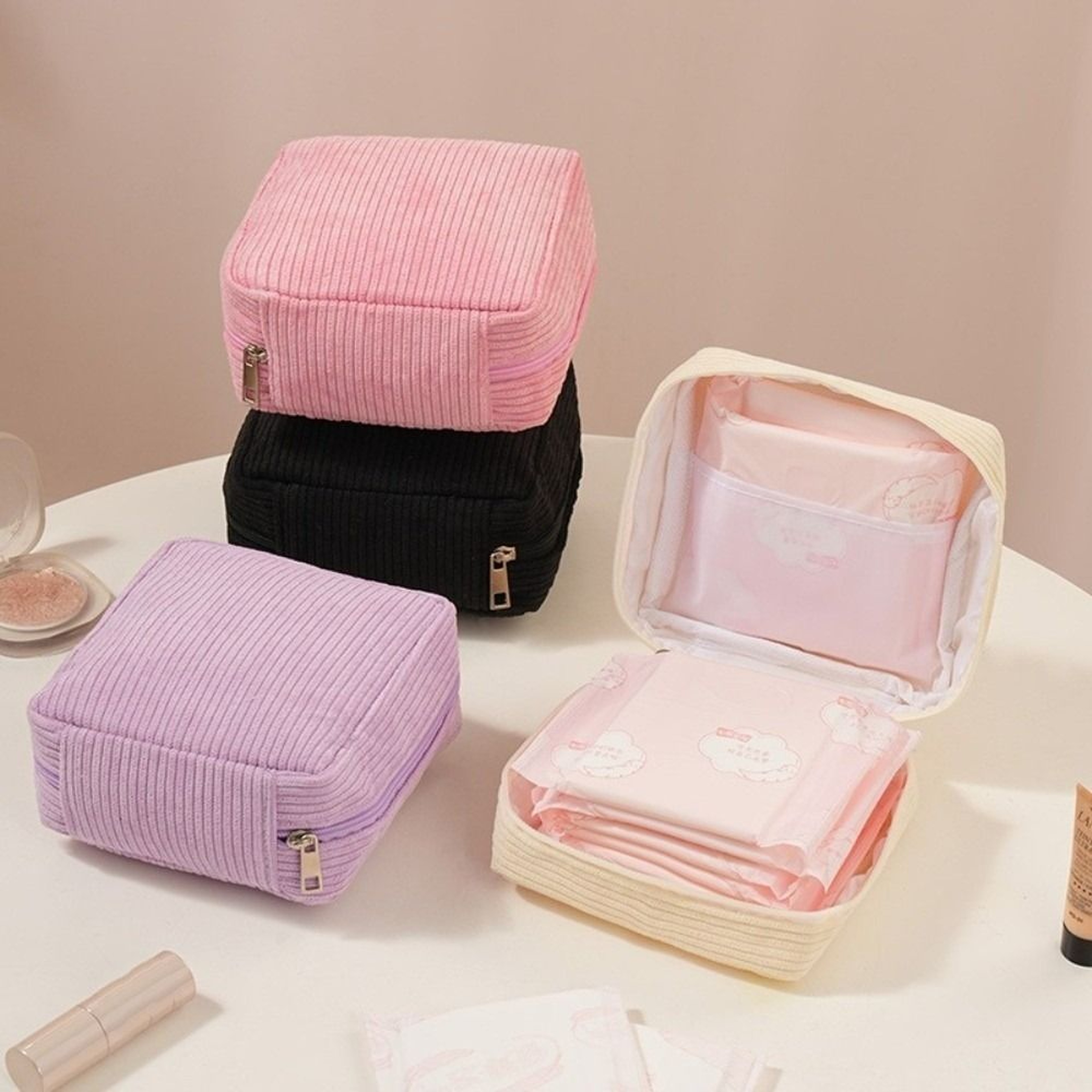 Large Capacity Cosmetic Bag And Travel Organizer For Pads Lipstick Cables And Essentials 0