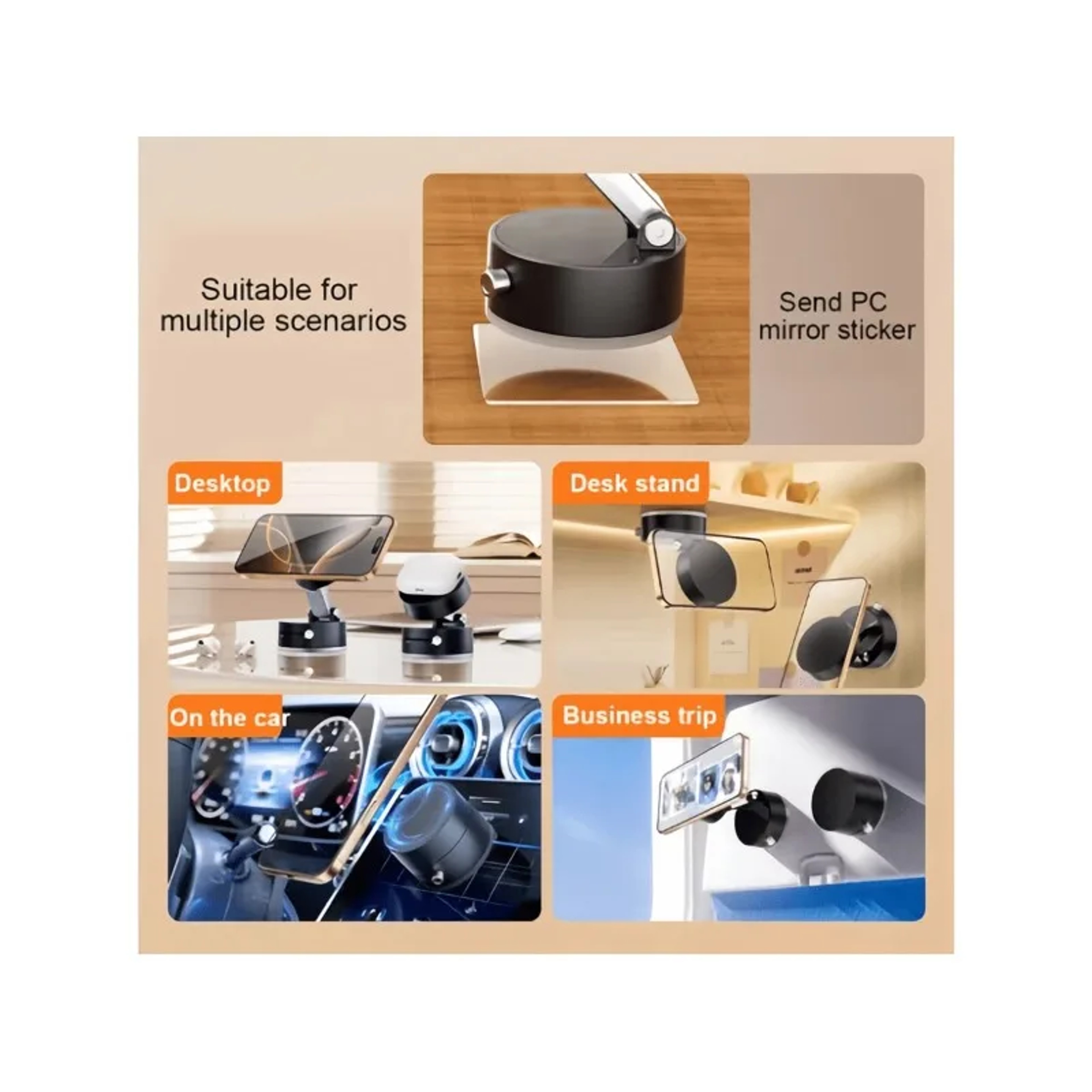 Foldable Magnetic Phone Holder Car Mount with Double Suction Cup Portable Stand – view 3