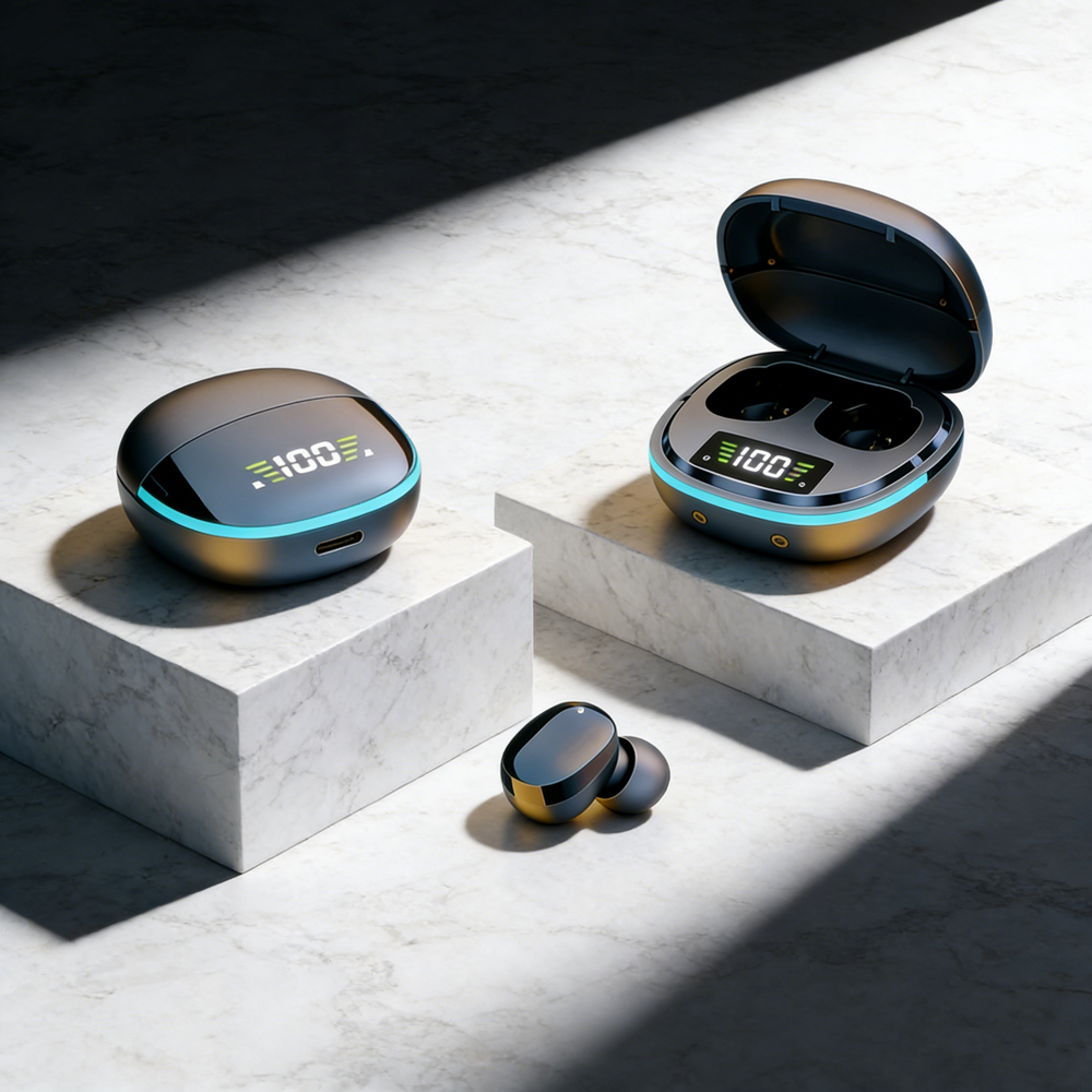 Wireless Bluetooth Earbuds Waterproof TWS Headphones with Digital Display Charging Case – view 1