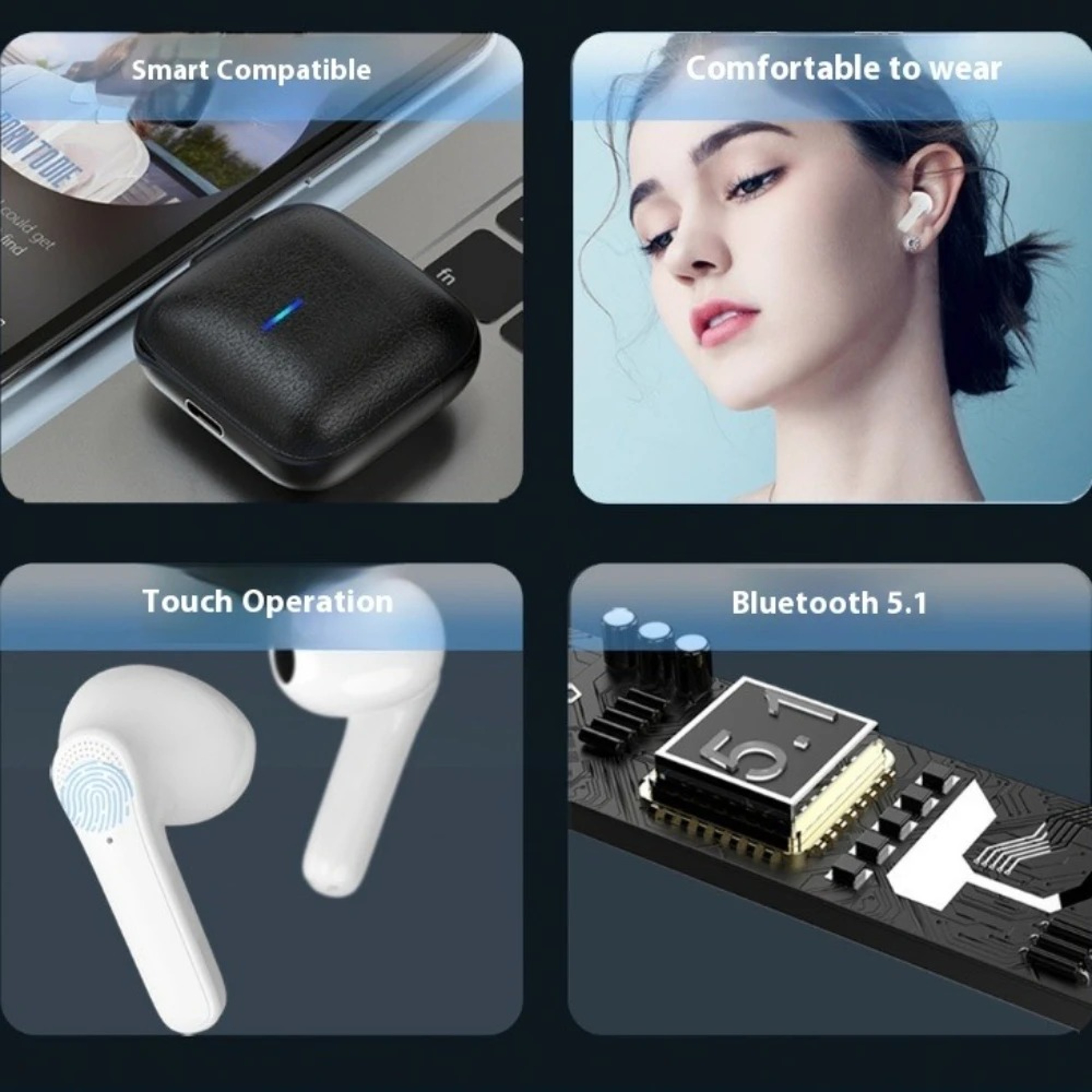 Mini Invisible Wireless Earbuds Bluetooth HiFi Stereo Noise Cancelling Earphones – view 4