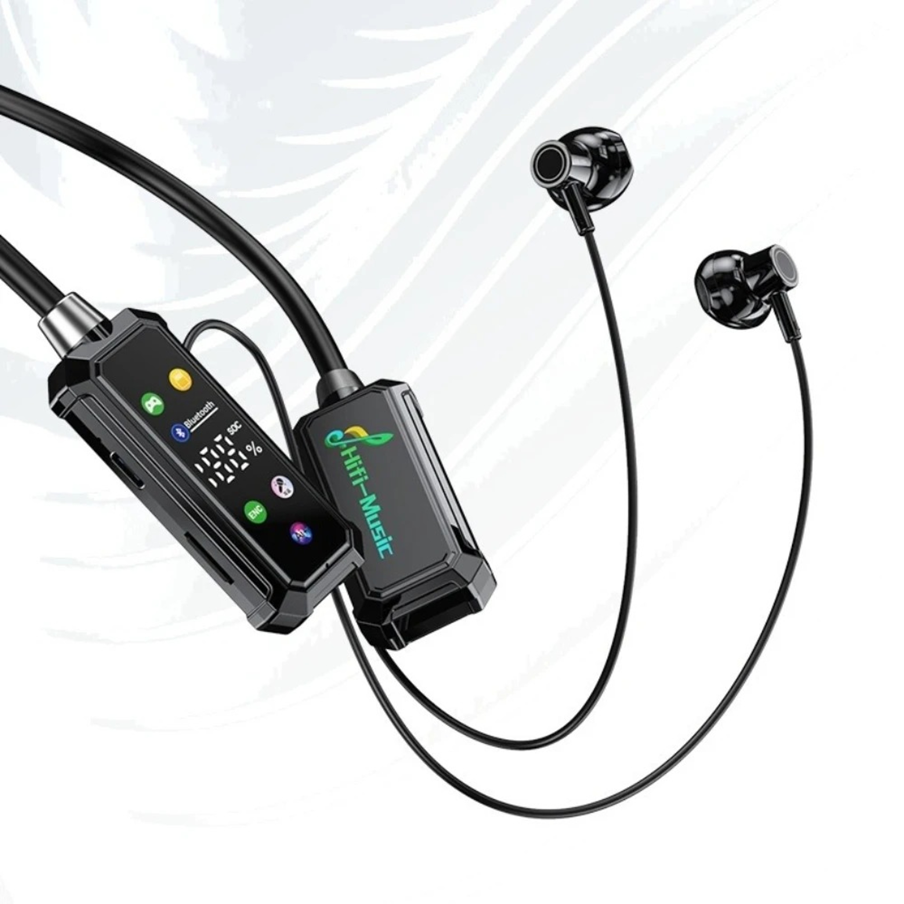 Portable Bluetooth Neckband Wireless Headset With Display Screen And Long Battery Life For Sports 3