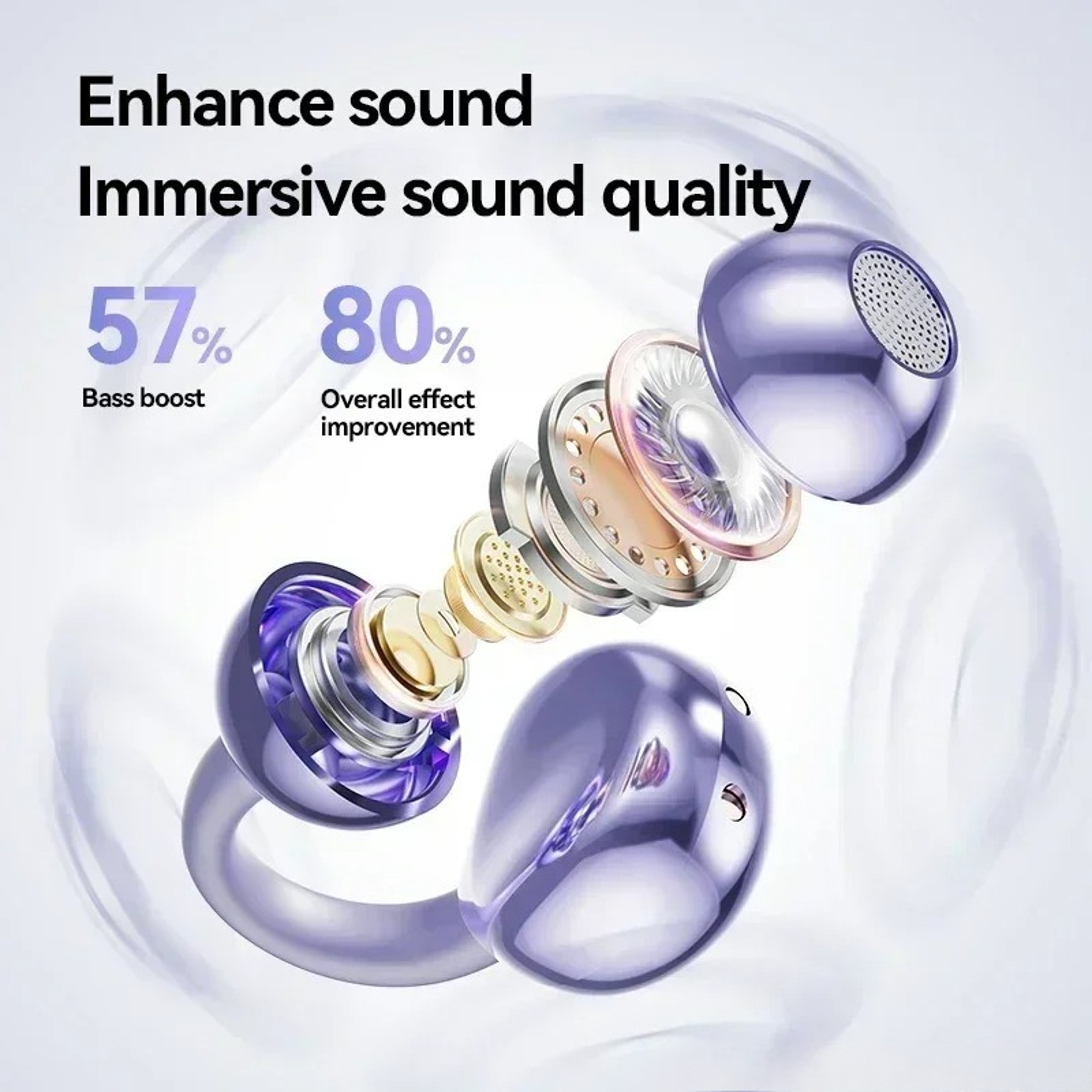 Wireless Ear Clip Bluetooth Earphones with Noise Cancellation and Touch Control – view 5