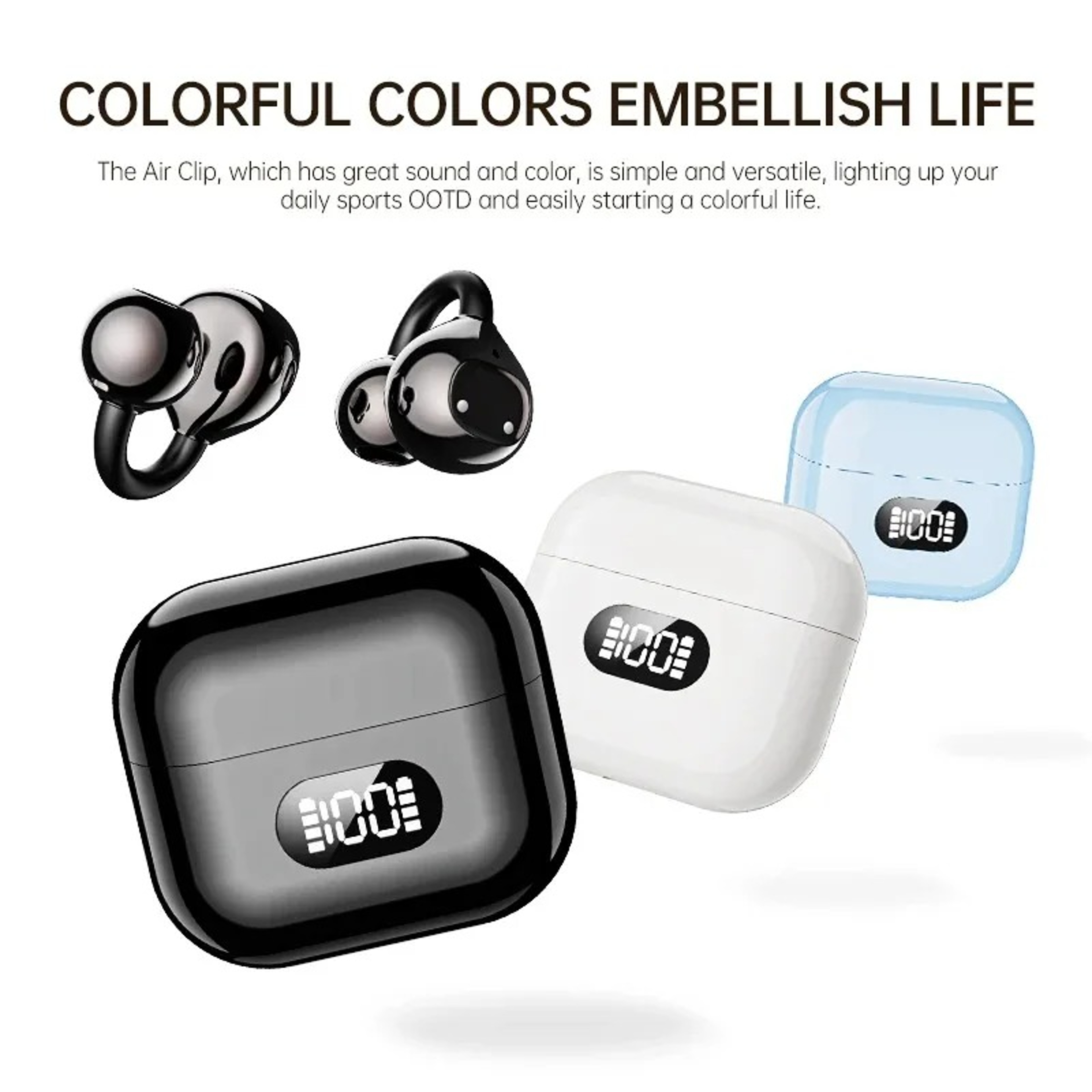 Open Ear Clip Bluetooth Headphones Wireless Earbuds with Touch Control Stereo Sound for Sports Calls – view 4